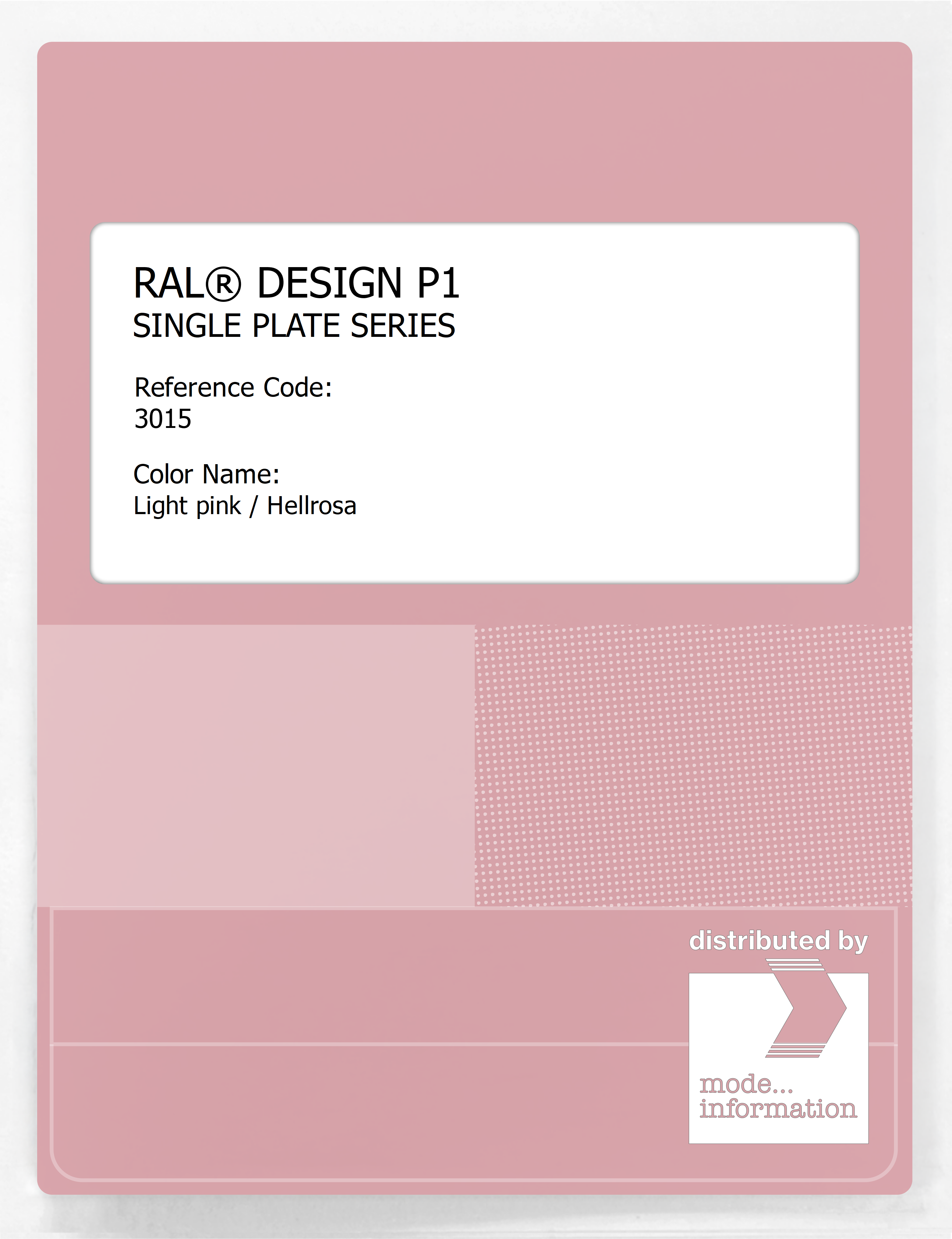 Product image 1 of the product “RAL® PLASTICS P1 SINGLE PLATE 3000 SERIES 3015 Light pink / Hellrosa ”