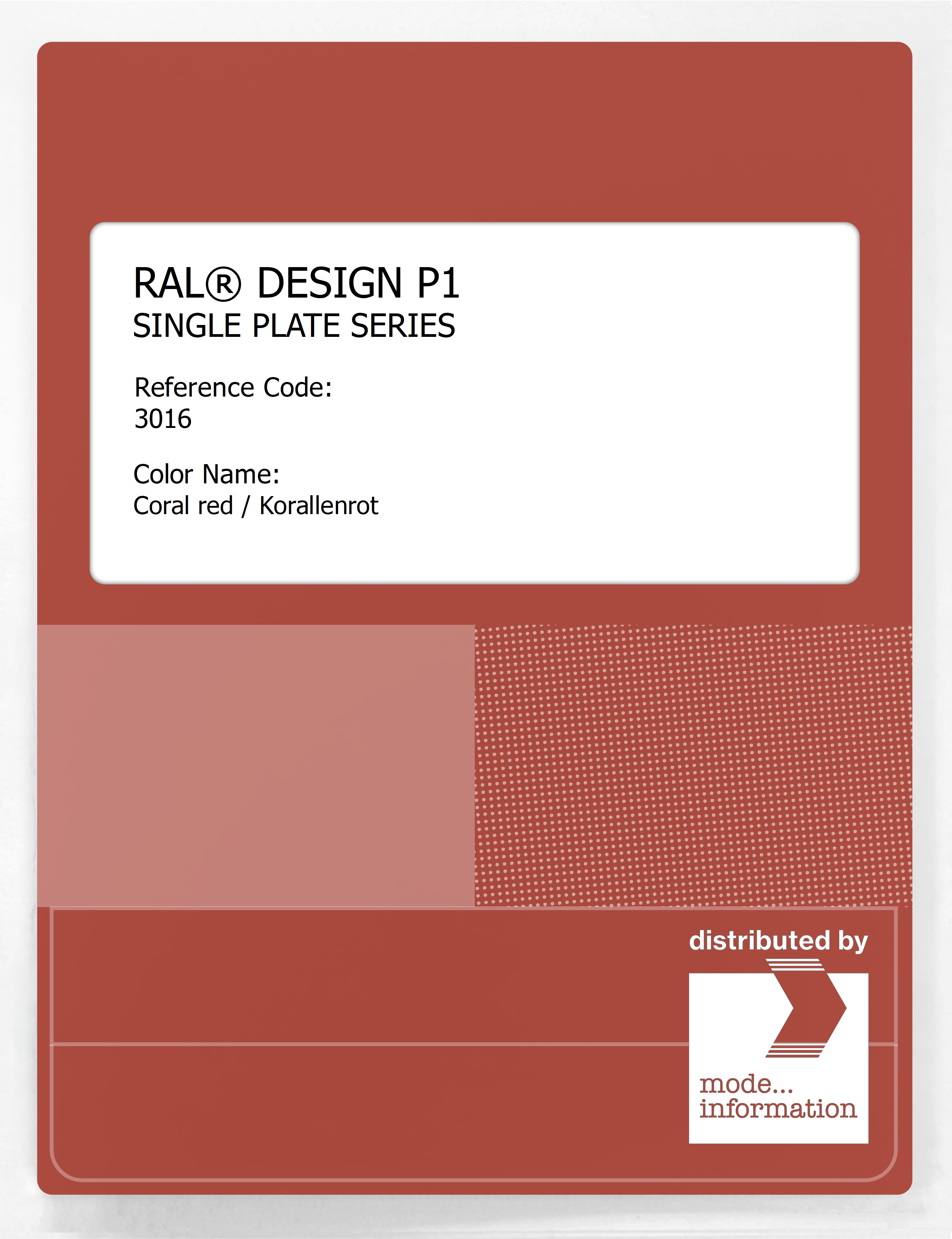 Product image 1 of the product “RAL® PLASTICS P1 SINGLE PLATE 3000 SERIES 3016 Coral red / Korallenrot ”