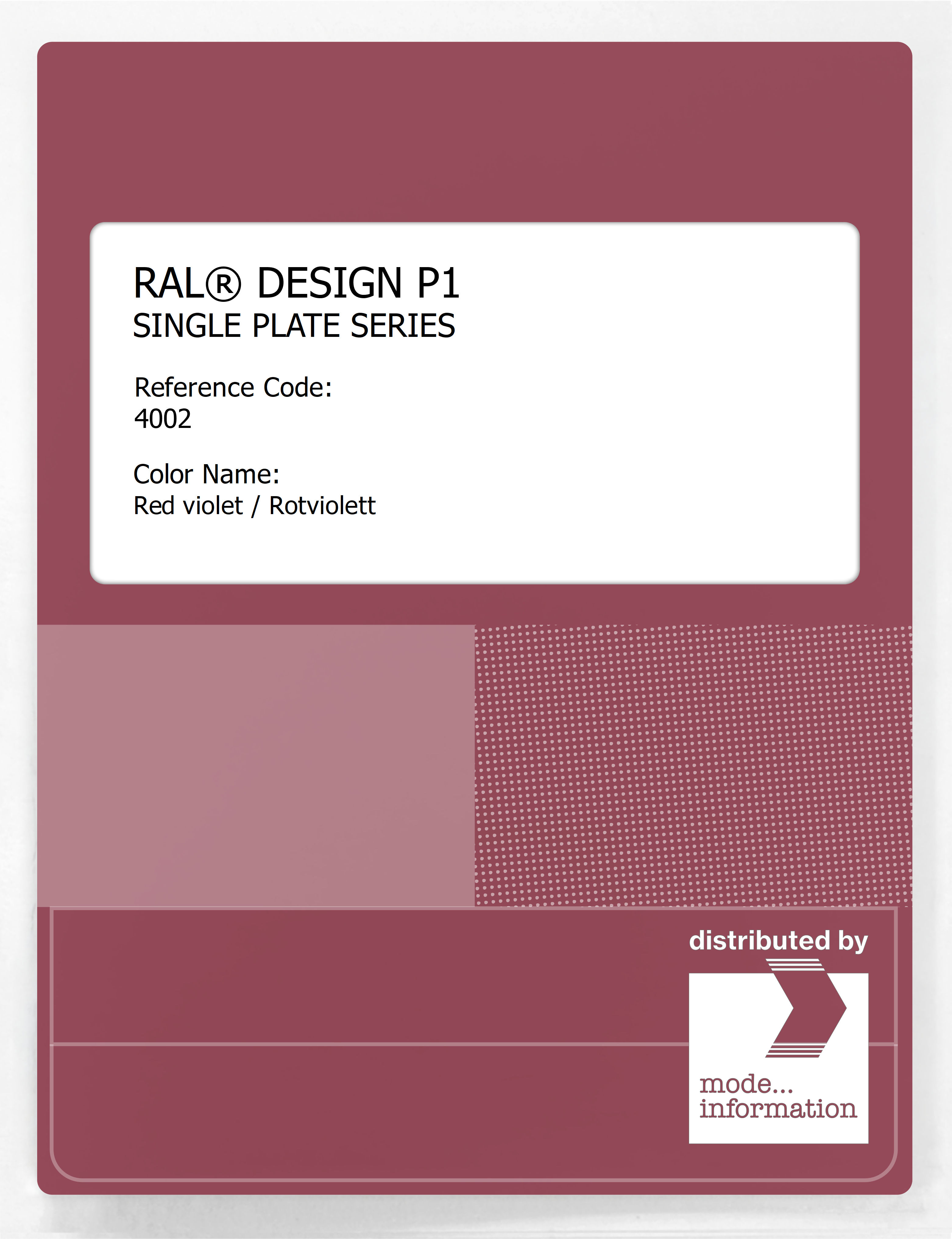 Artikelbild 1 des Artikels “RAL® PLASTICS P1 SINGLE PLATE 4000 SERIES 4002 Red violet / Rotviolett “