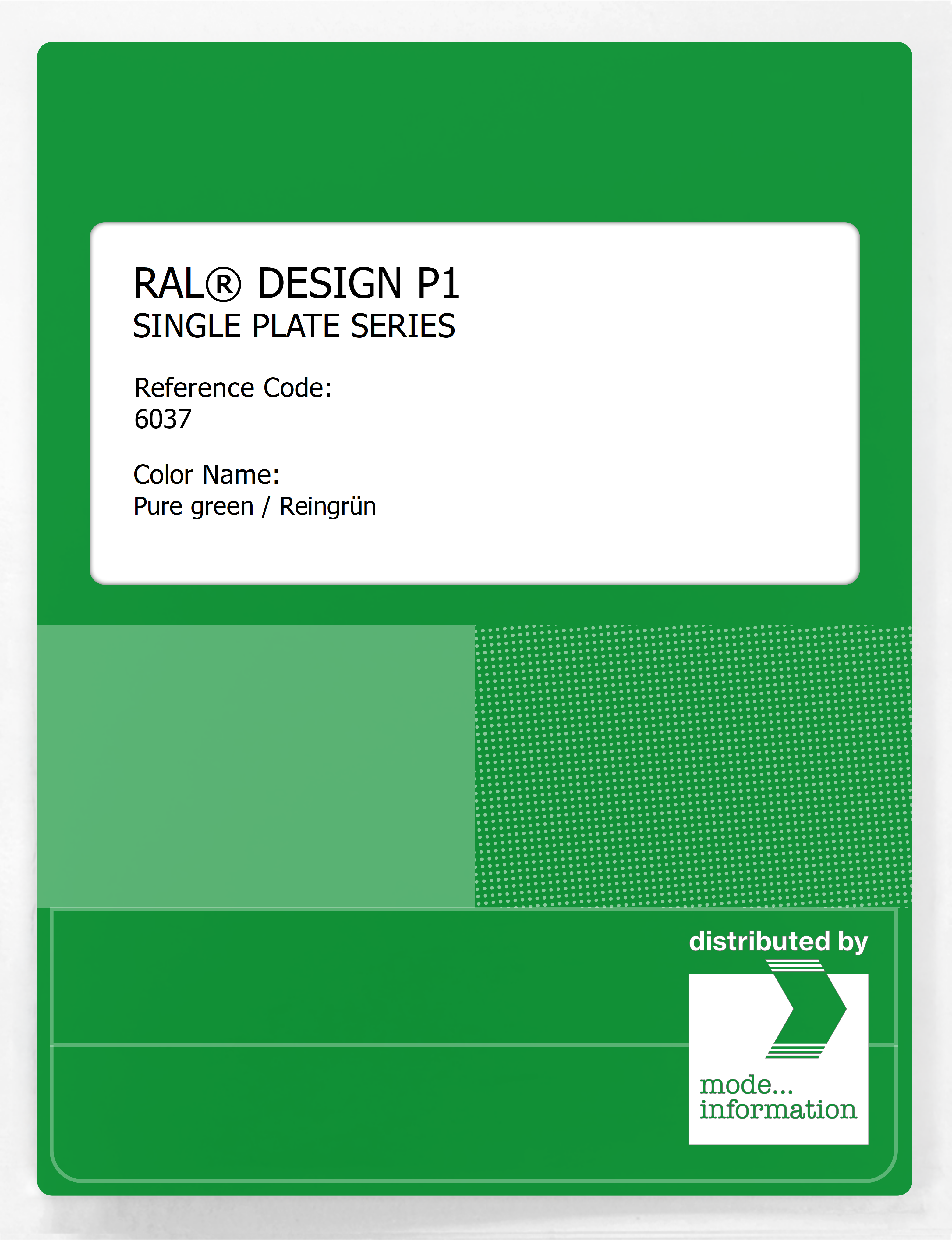 Product image 1 of the product “RAL® PLASTICS P1 SINGLE PLATE 6000 SERIES 6037 Pure green / Reingrün ”