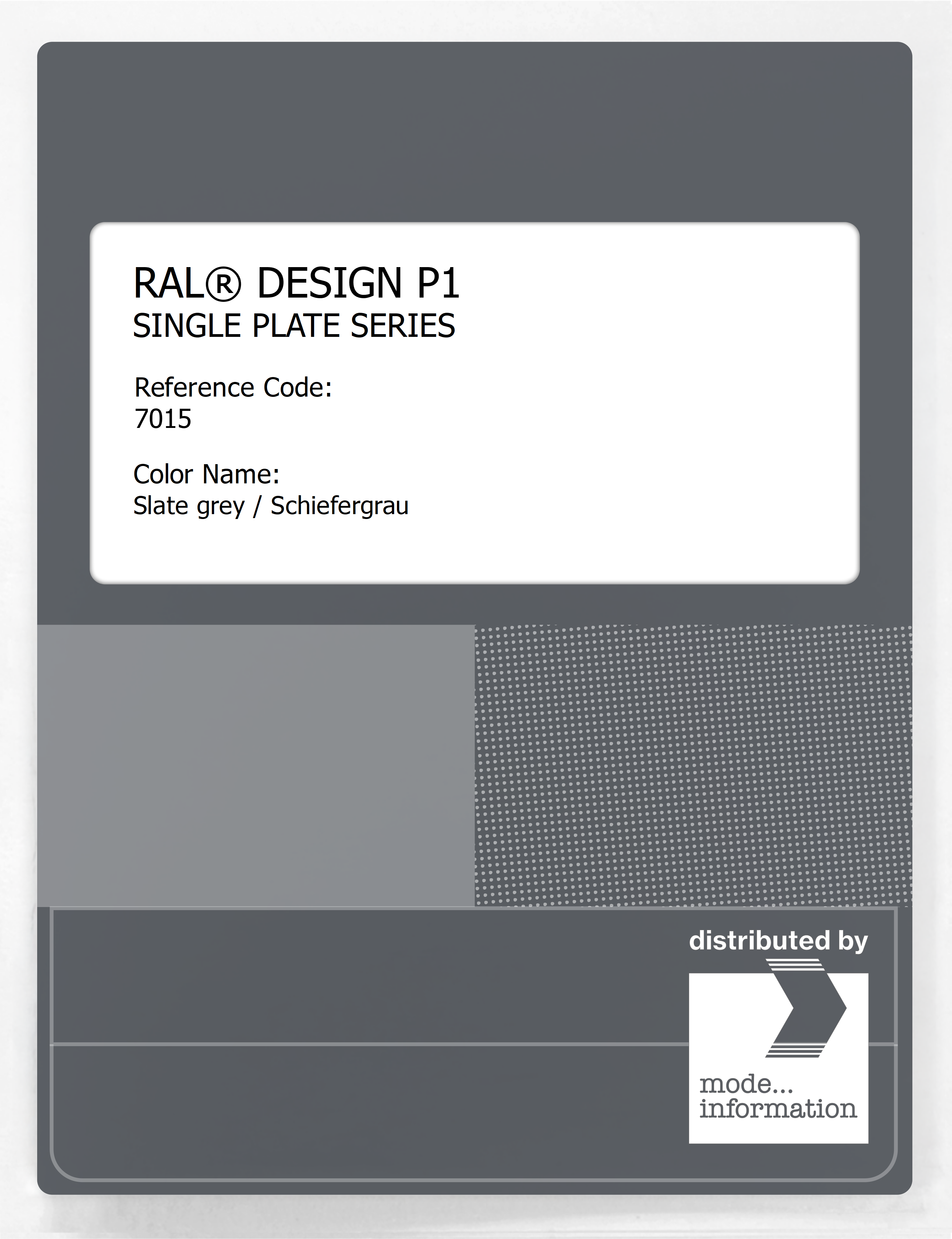 Product image 1 of the product “RAL® PLASTICS P1 SINGLE PLATE 7000 SERIES 7015 Slate grey / Schiefergrau ”