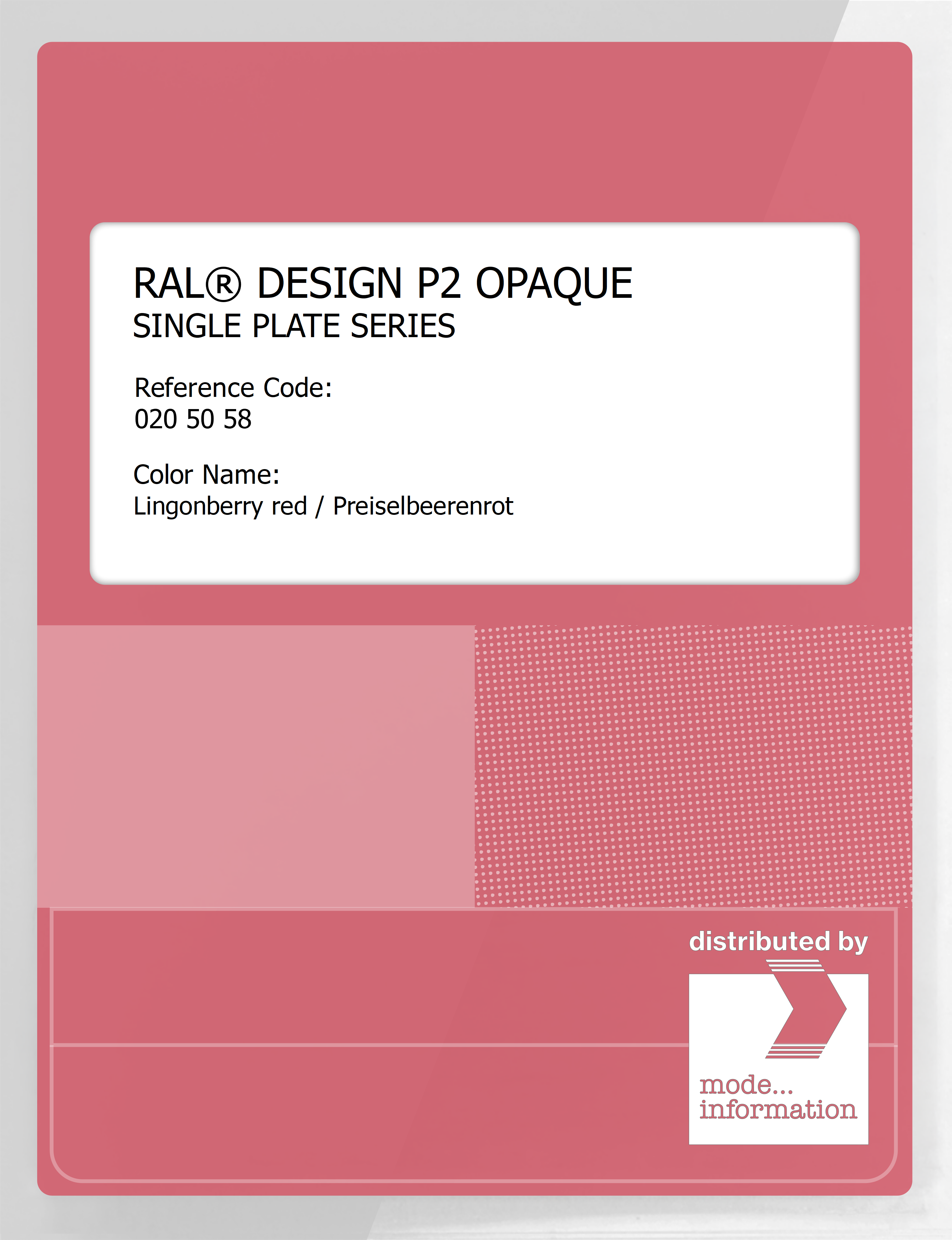 Product image 1 of the product “RAL® PLASTICS P2 OPAQUE SINGLE PLATE 020 50 58 Lingonberry red / Preiselbeerenrot ”