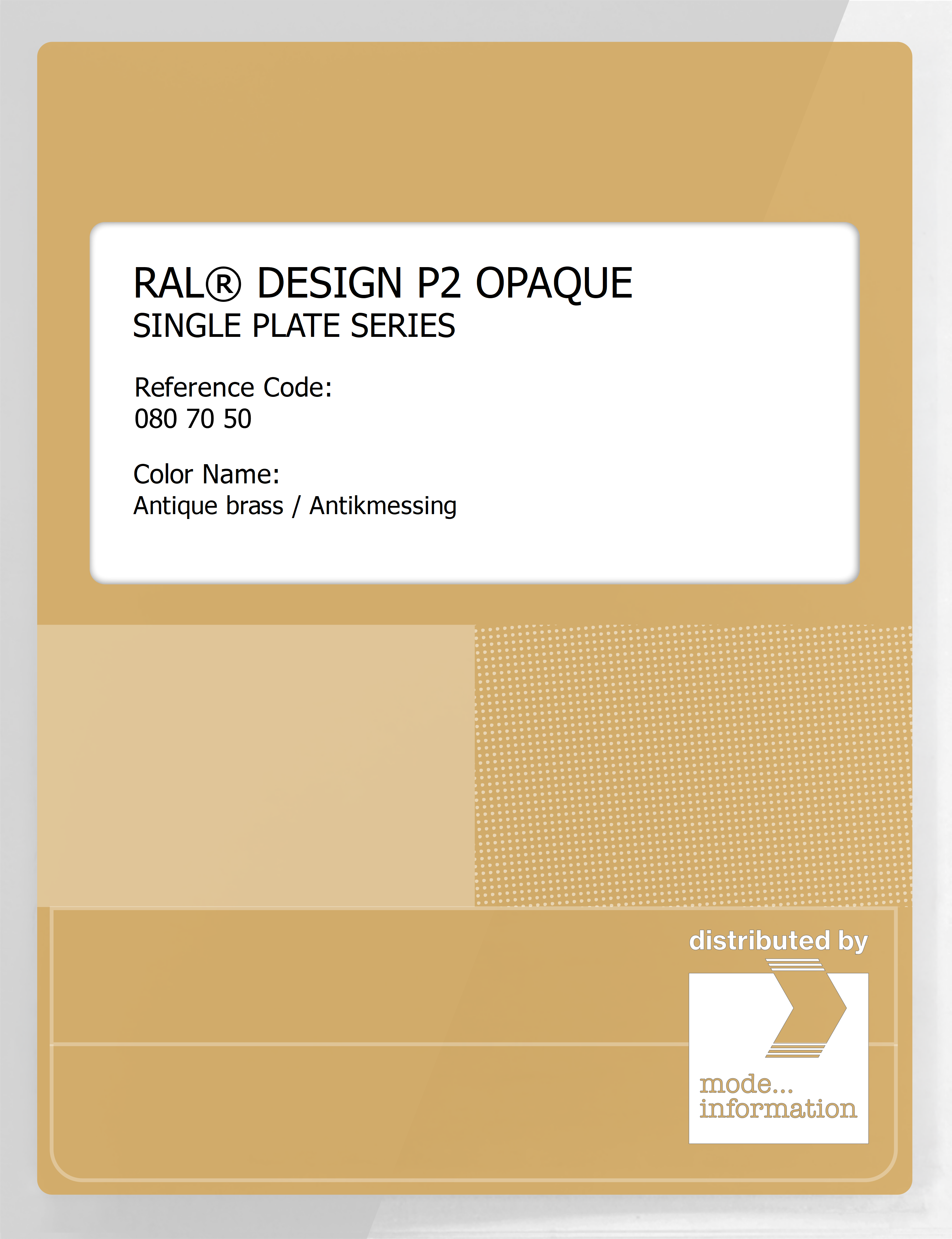 Product image 1 of the product “RAL® PLASTICS P2 OPAQUE SINGLE PLATE 080 70 50 Antique brass / Antikmessing ”
