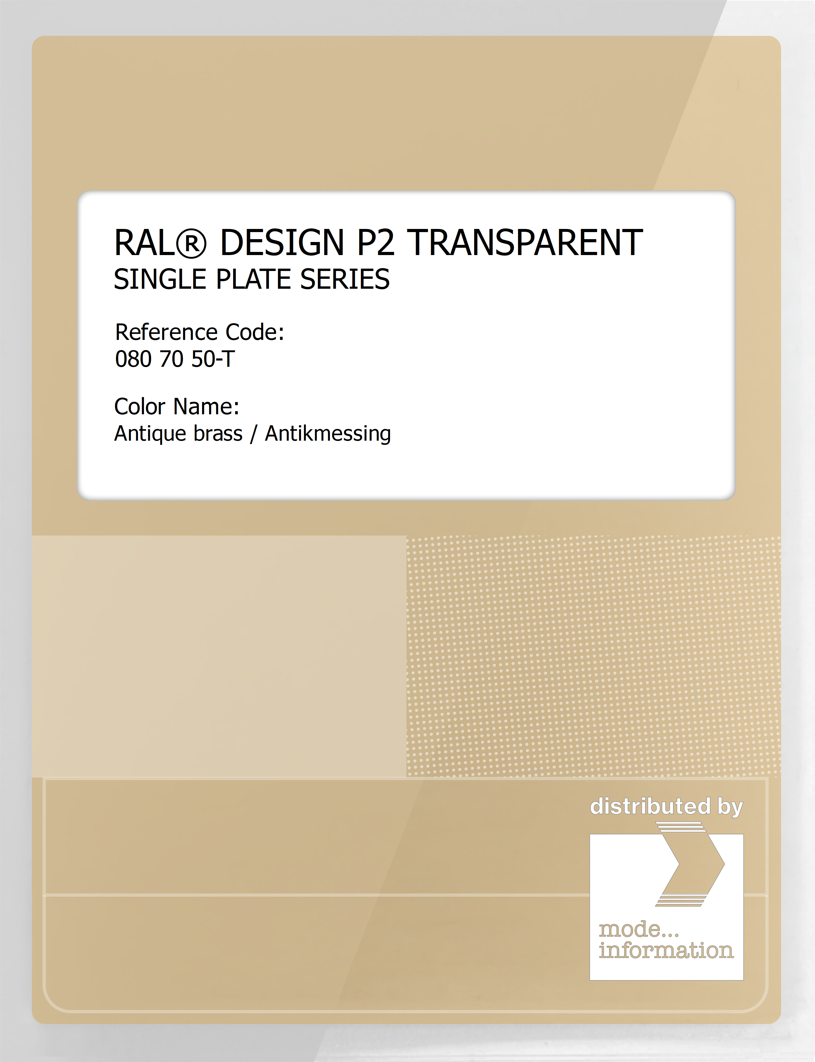 Product image 1 of the product “RAL® PLASTICS P2 OPAQUE SINGLE PLATE 080 70 50 TRANSPARENT Antique brass / Antikmessing ”