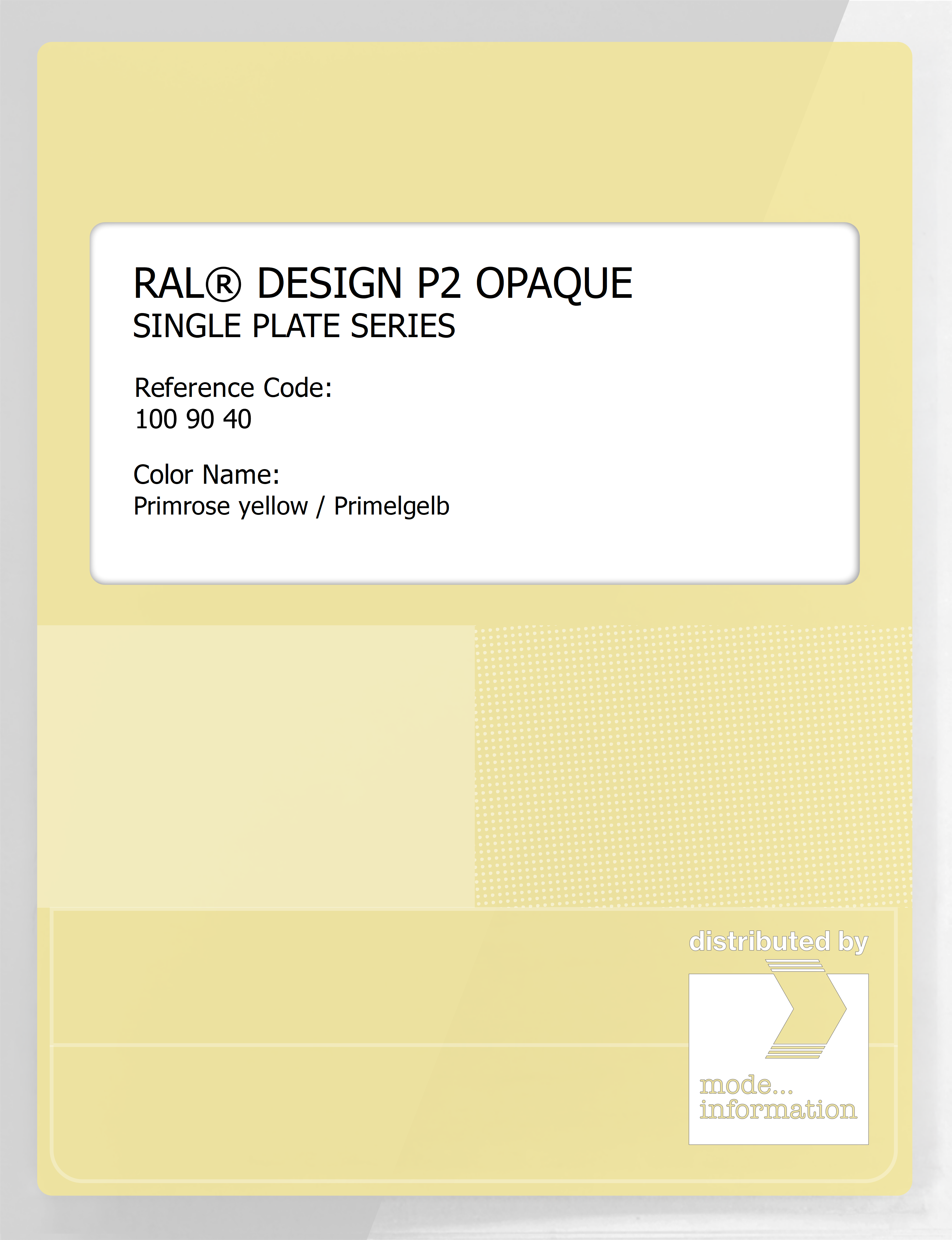 Product image 1 of the product “RAL® PLASTICS P2 OPAQUE SINGLE PLATE 100 90 40 Primrose yellow / Primelgelb ”
