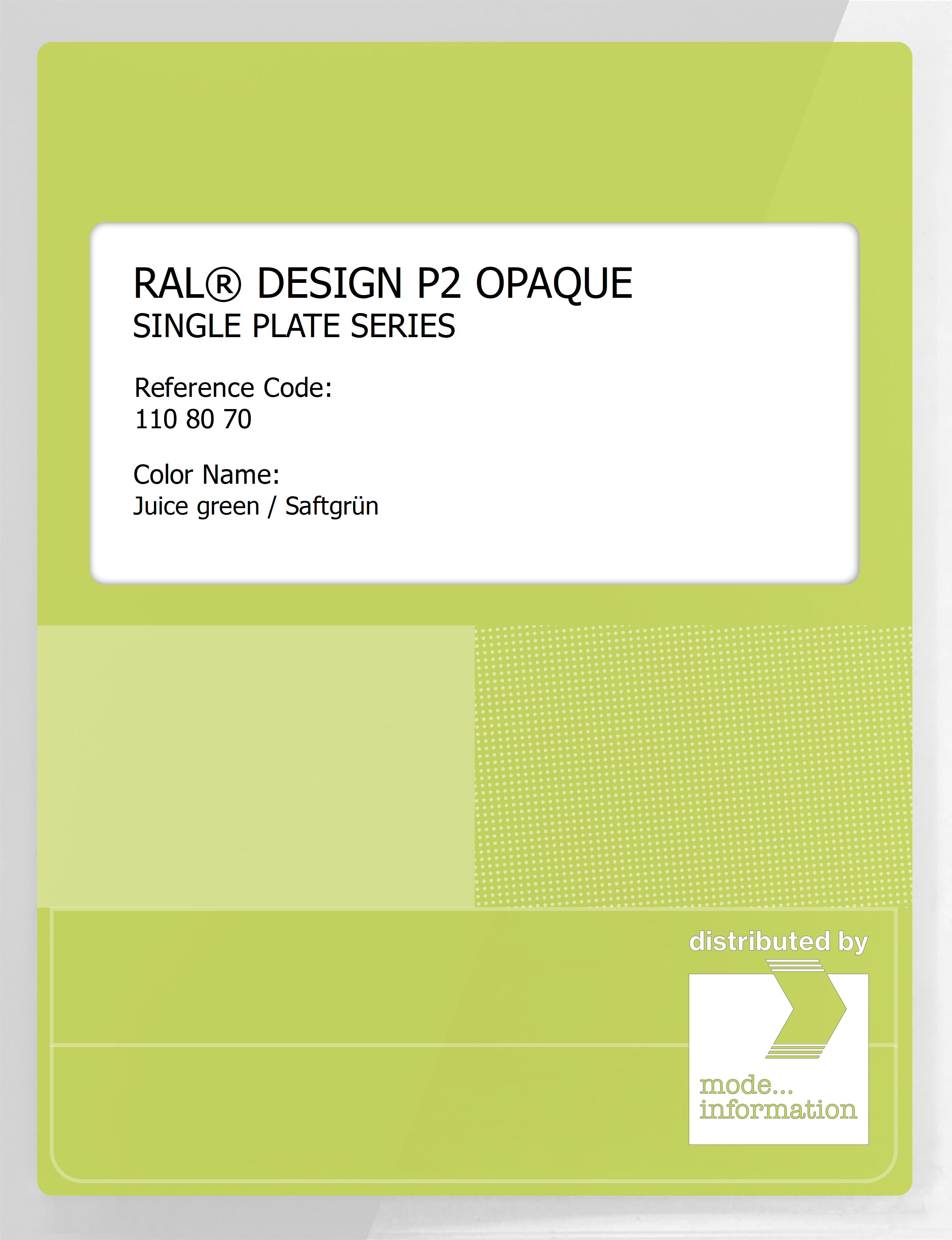 Product image 1 of the product “RAL® PLASTICS P2 OPAQUE SINGLE PLATE 110 80 70 Juice green / Saftgrün ”