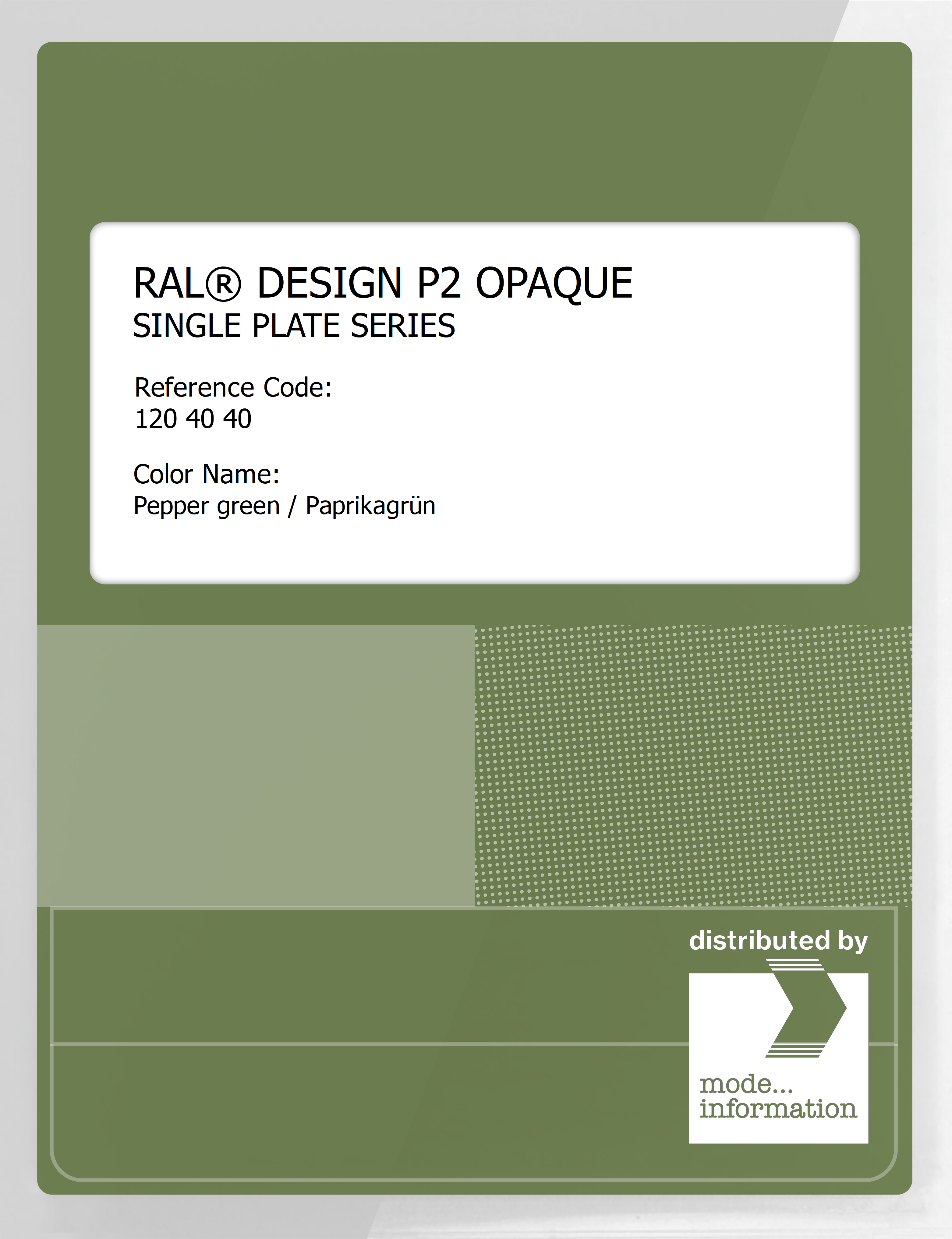 Artikelbild 1 des Artikels “RAL® PLASTICS P2 OPAQUE SINGLE PLATE 120 40 40 Pepper green / Paprikagrün “
