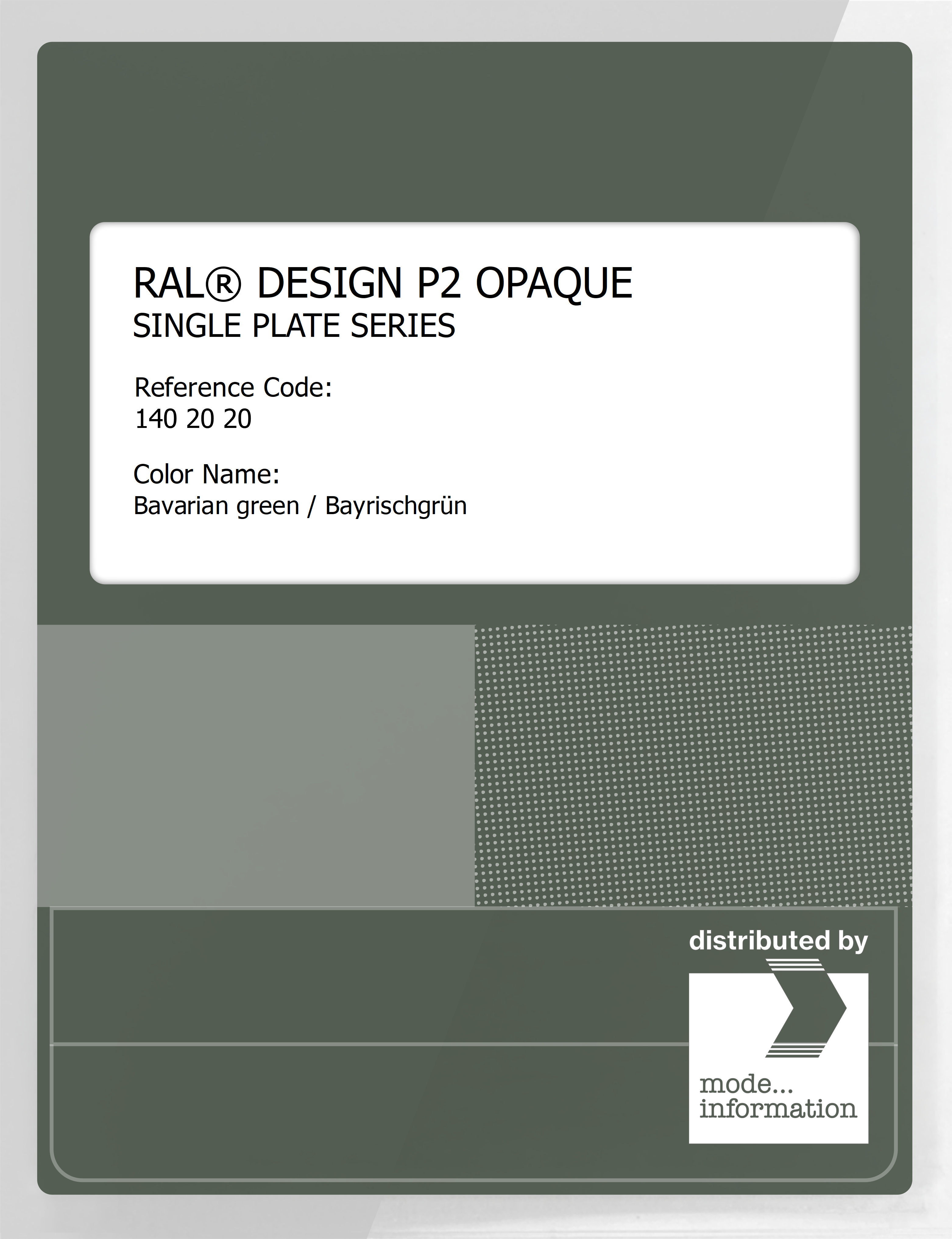 Product image 1 of the product “RAL® PLASTICS P2 OPAQUE SINGLE PLATE 140 20 20 Bavarian green / Bayrischgrün ”