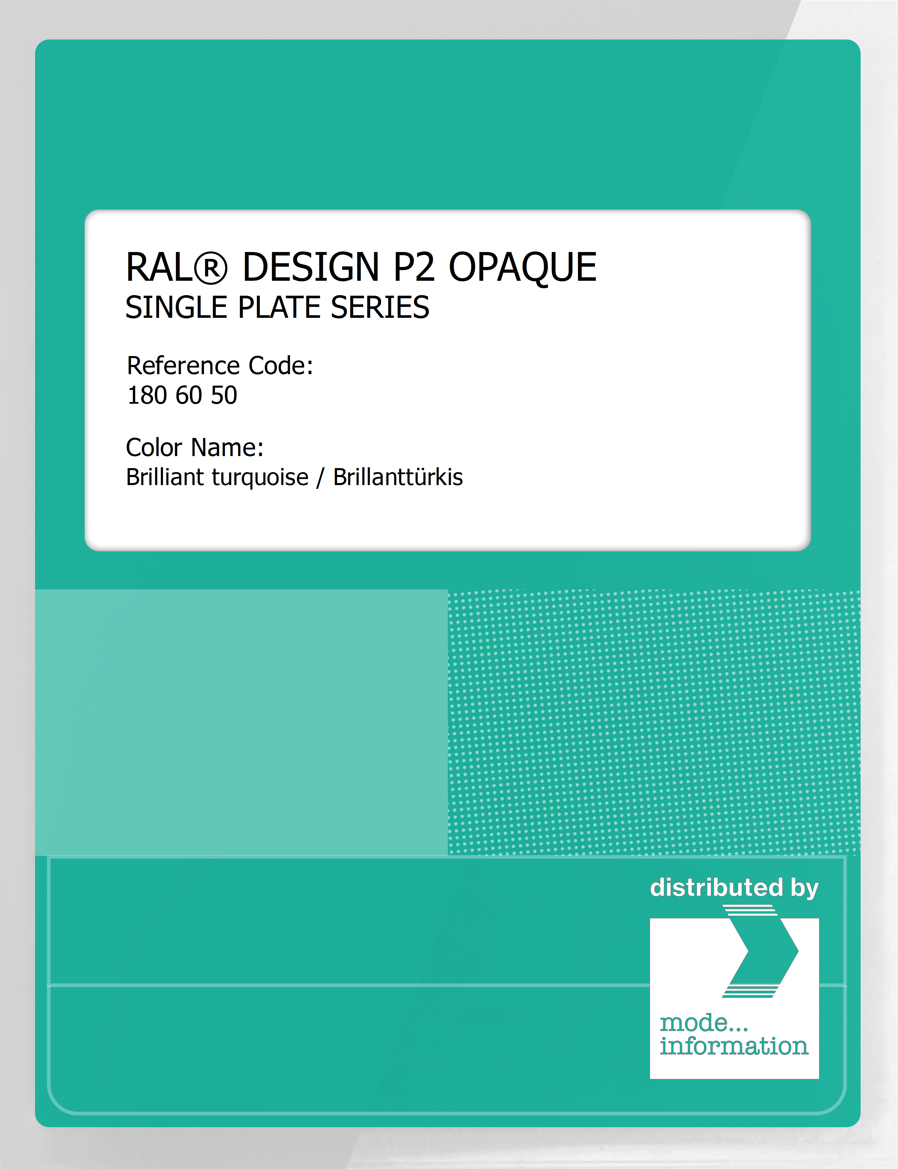 Product image 1 of the product “RAL® PLASTICS P2 OPAQUE SINGLE PLATE 180 60 50 Brilliant turquoise / Brillanttürkis ”