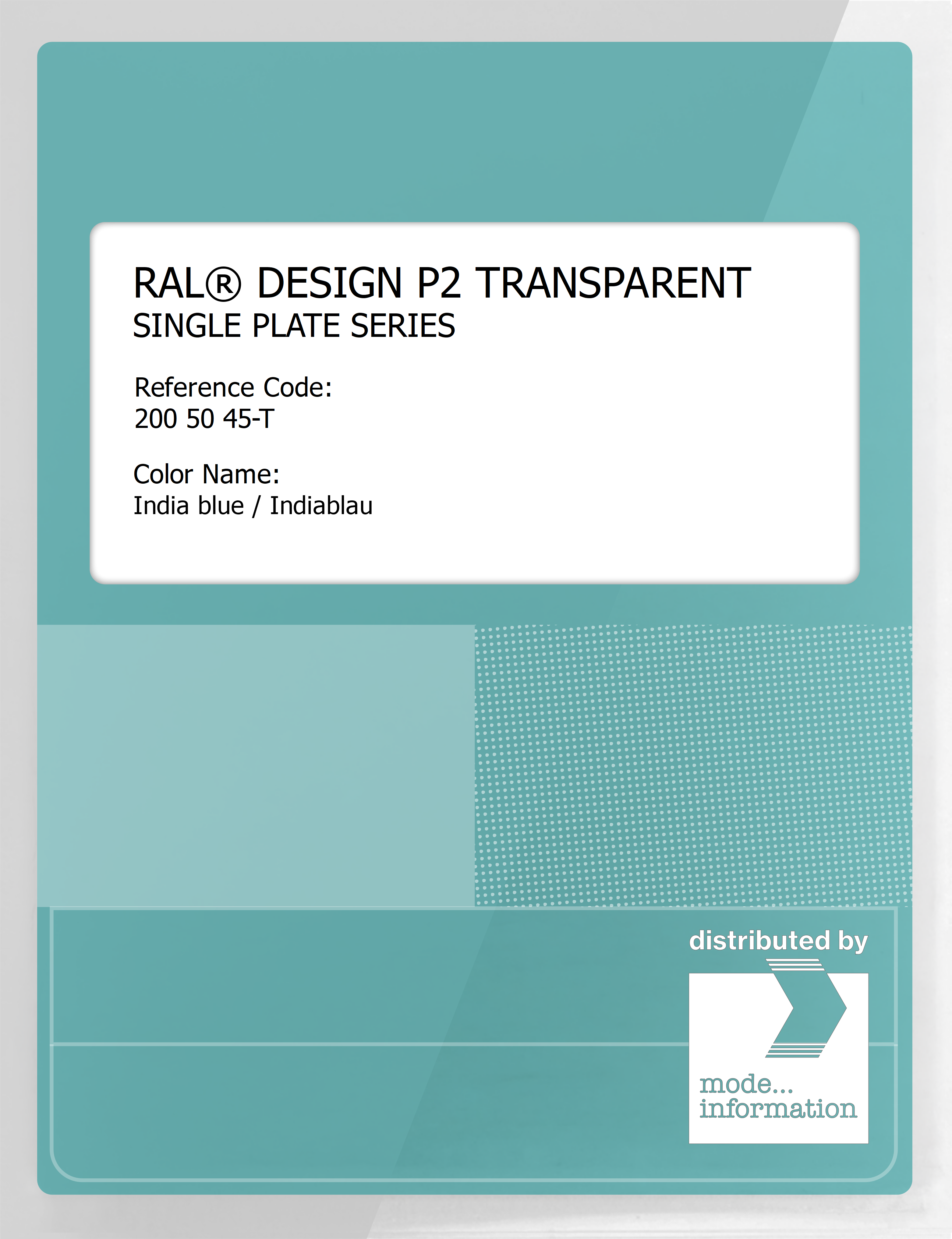 Product image 1 of the product “RAL® PLASTICS P2 OPAQUE SINGLE PLATE 200 50 45 TRANSPARENT India blue / Indiablau ”