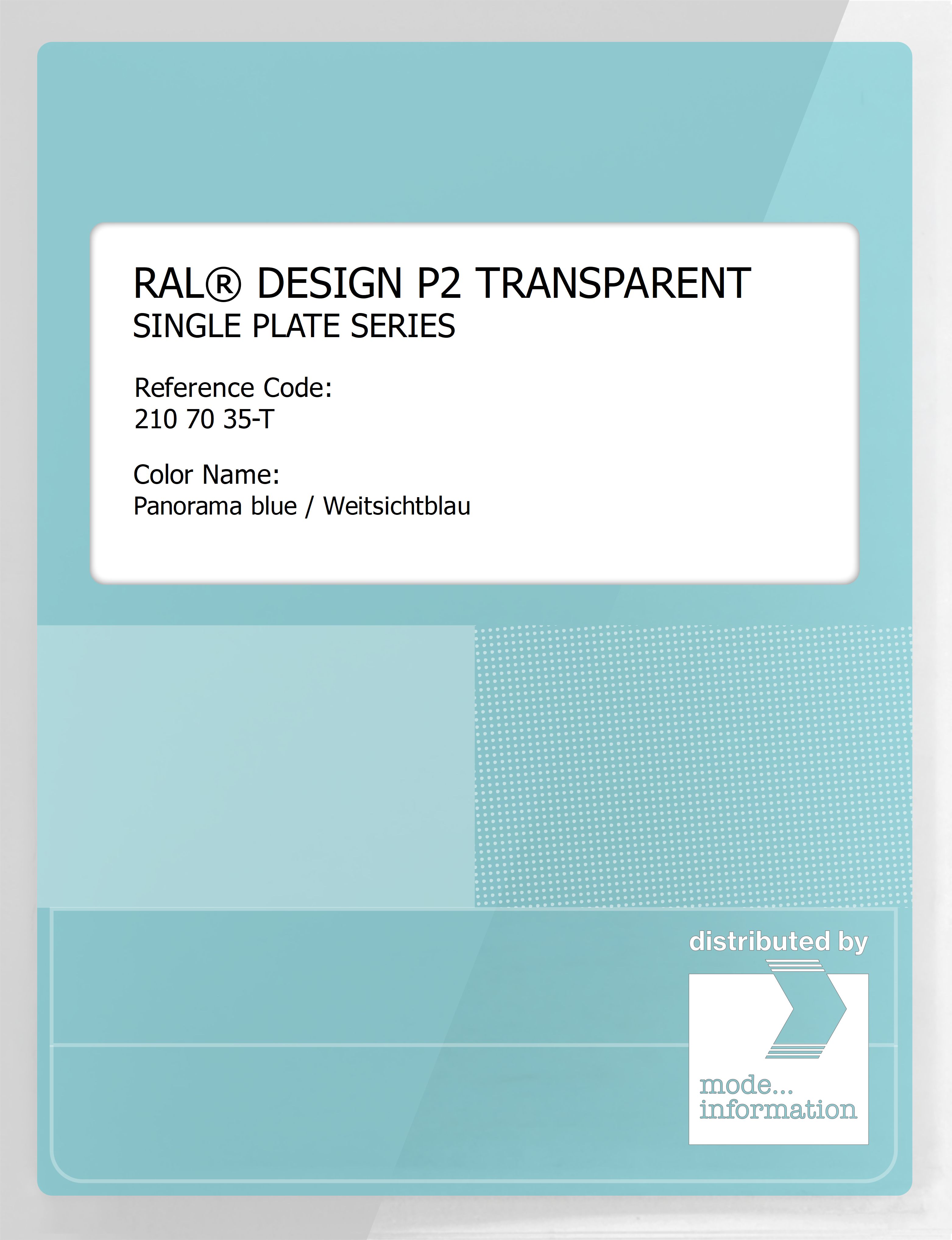 Artikelbild 1 des Artikels “RAL® PLASTICS P2 OPAQUE SINGLE PLATE 210 70 35 TRANSPARENT Panorama blue / Weitsichtblau “