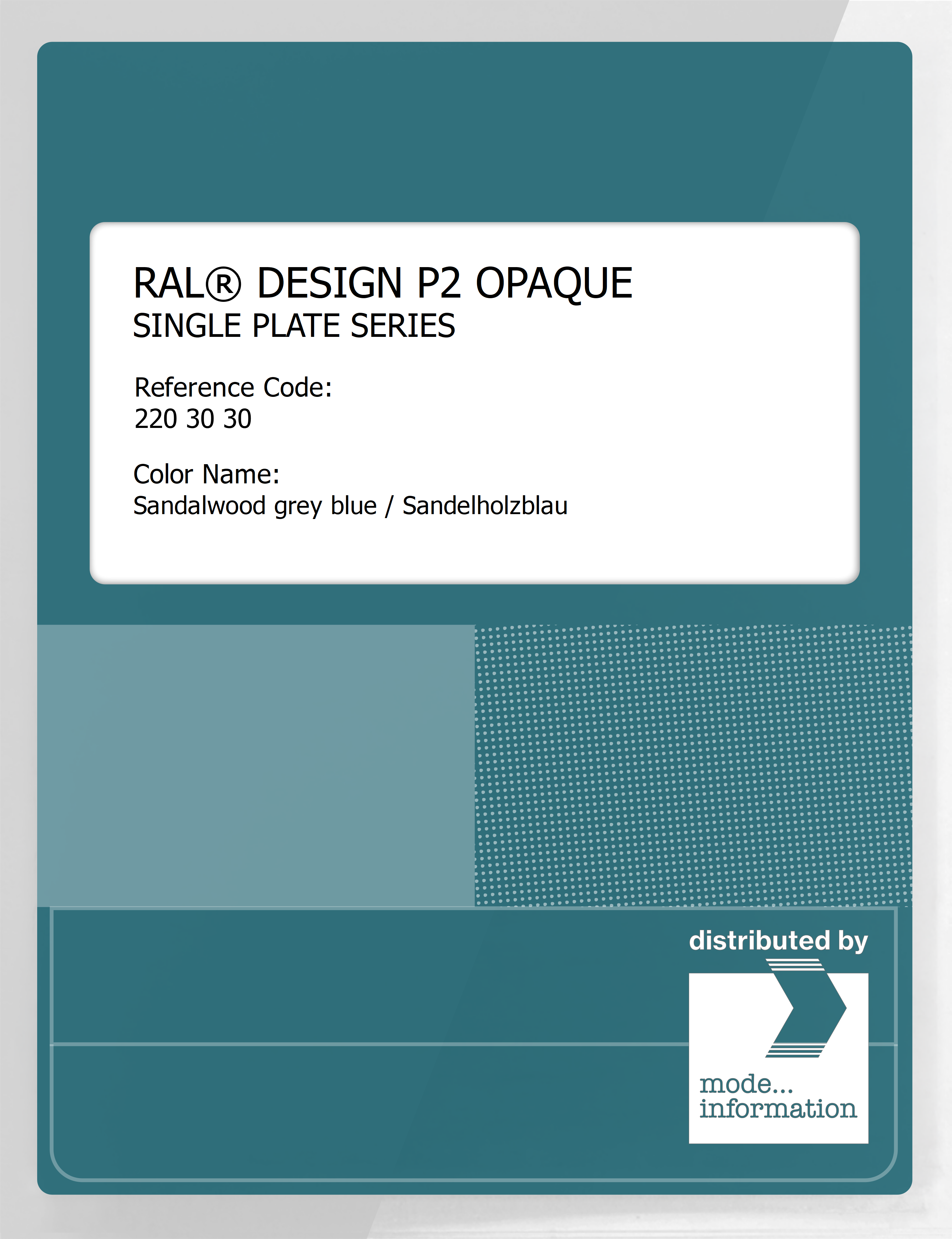 Artikelbild 1 des Artikels “RAL® PLASTICS P2 OPAQUE SINGLE PLATE 220 30 30 Sandalwood grey blue / Sandelholzblau “