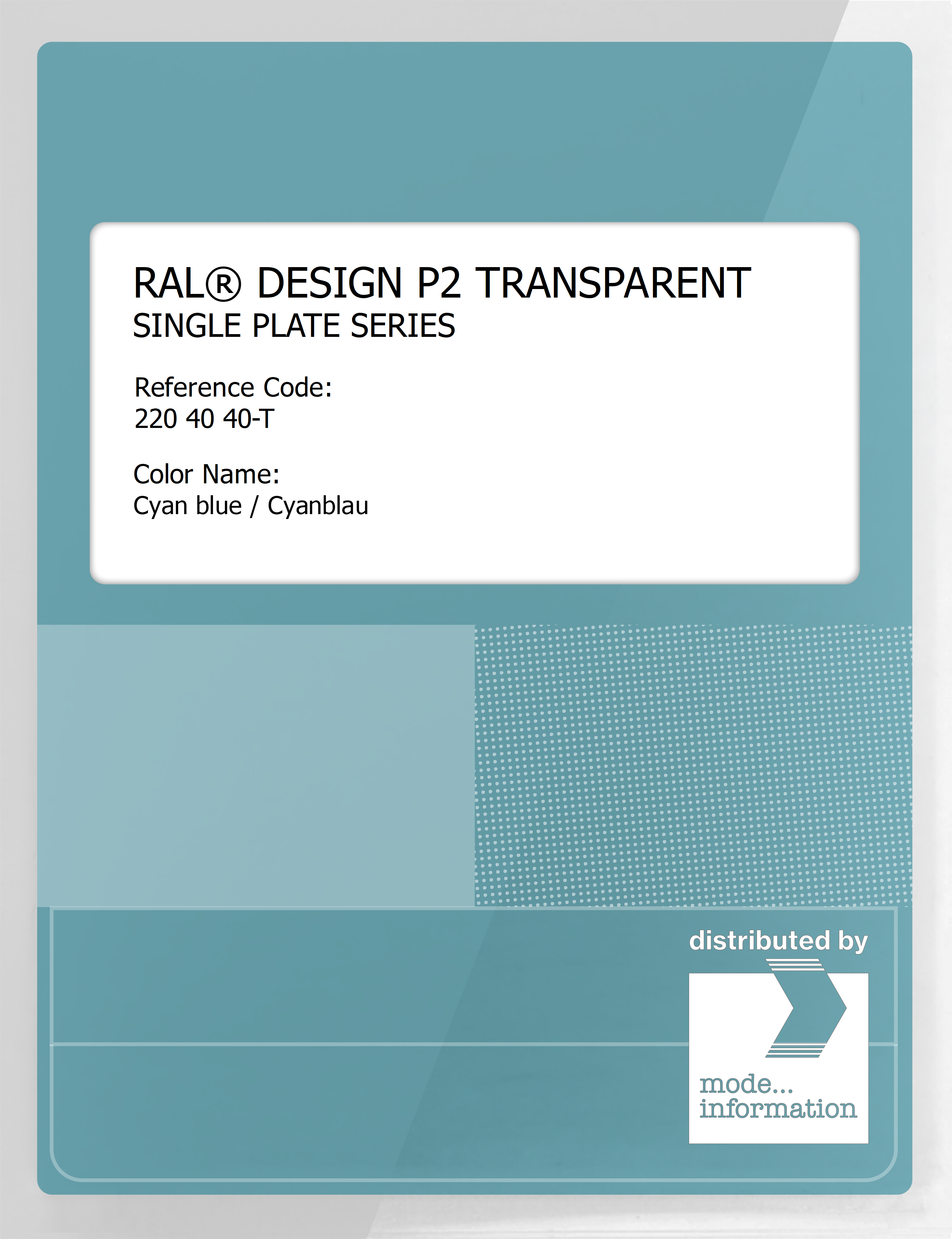 Artikelbild 1 des Artikels “RAL® PLASTICS P2 OPAQUE SINGLE PLATE 220 40 40 TRANSPARENT Cyan blue / Cyanblau “