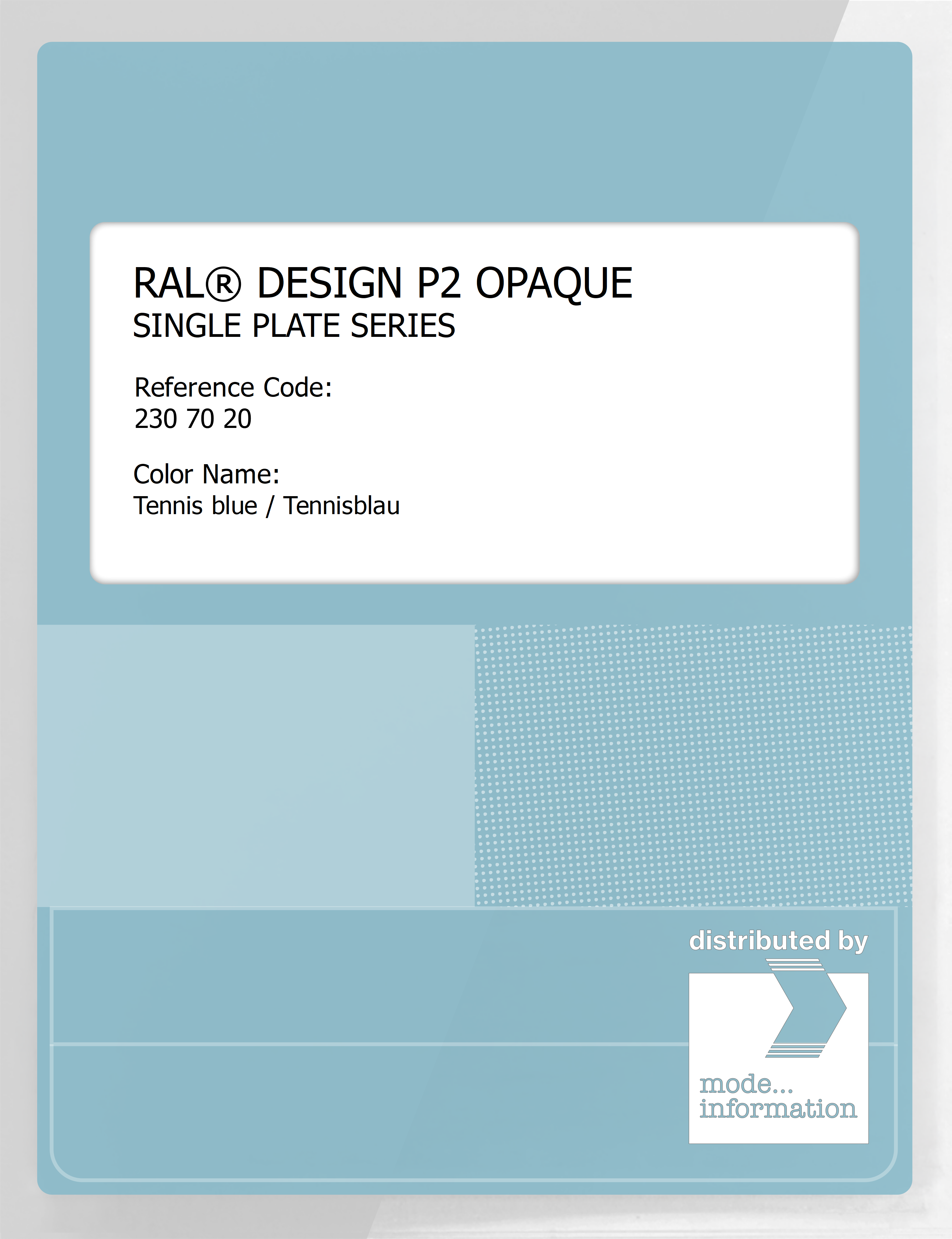 Artikelbild 1 des Artikels “RAL® PLASTICS P2 OPAQUE SINGLE PLATE 230 70 20 Tennis blue / Tennisblau “