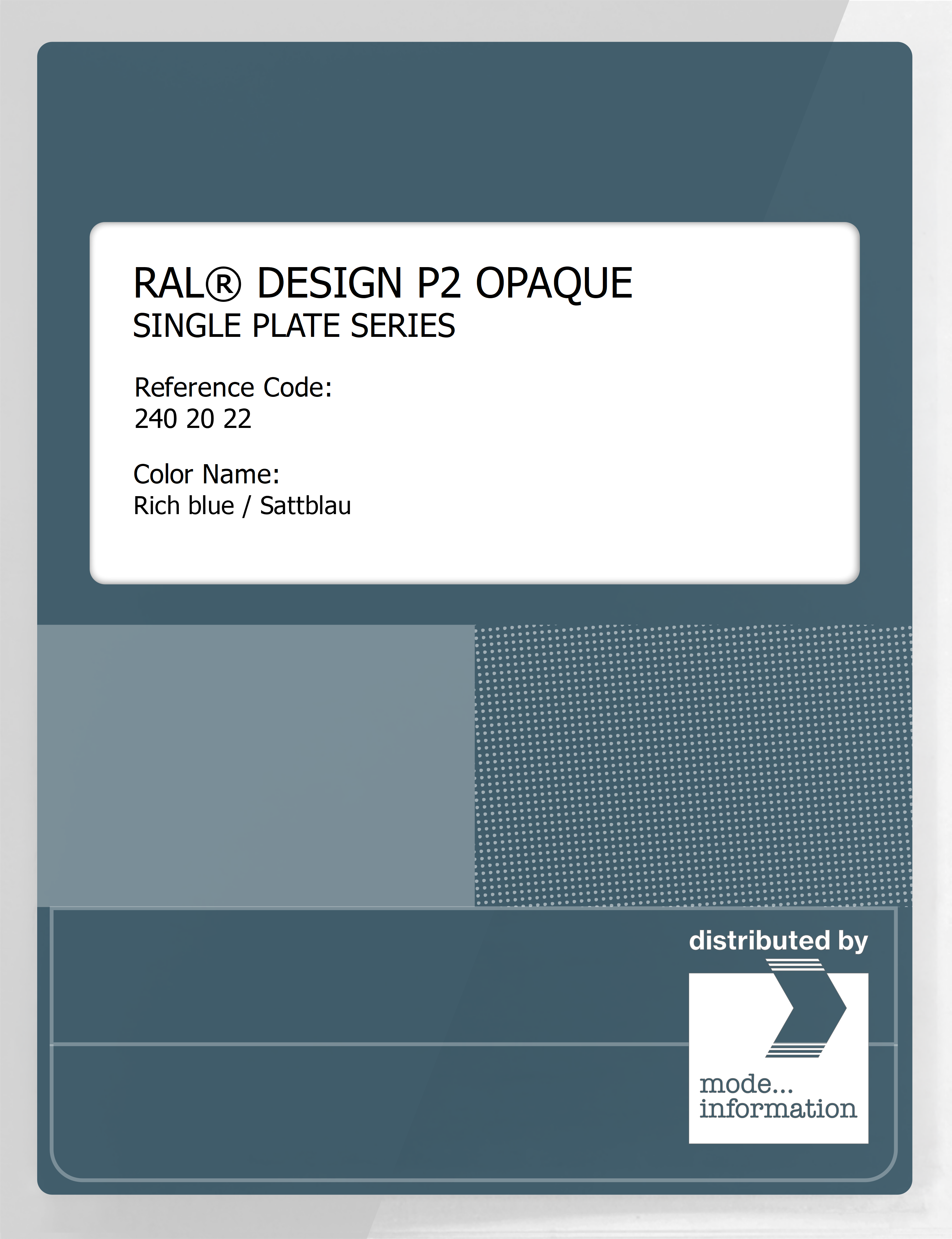 Product image 1 of the product “RAL® PLASTICS P2 OPAQUE SINGLE PLATE 240 20 22 Rich blue / Sattblau ”