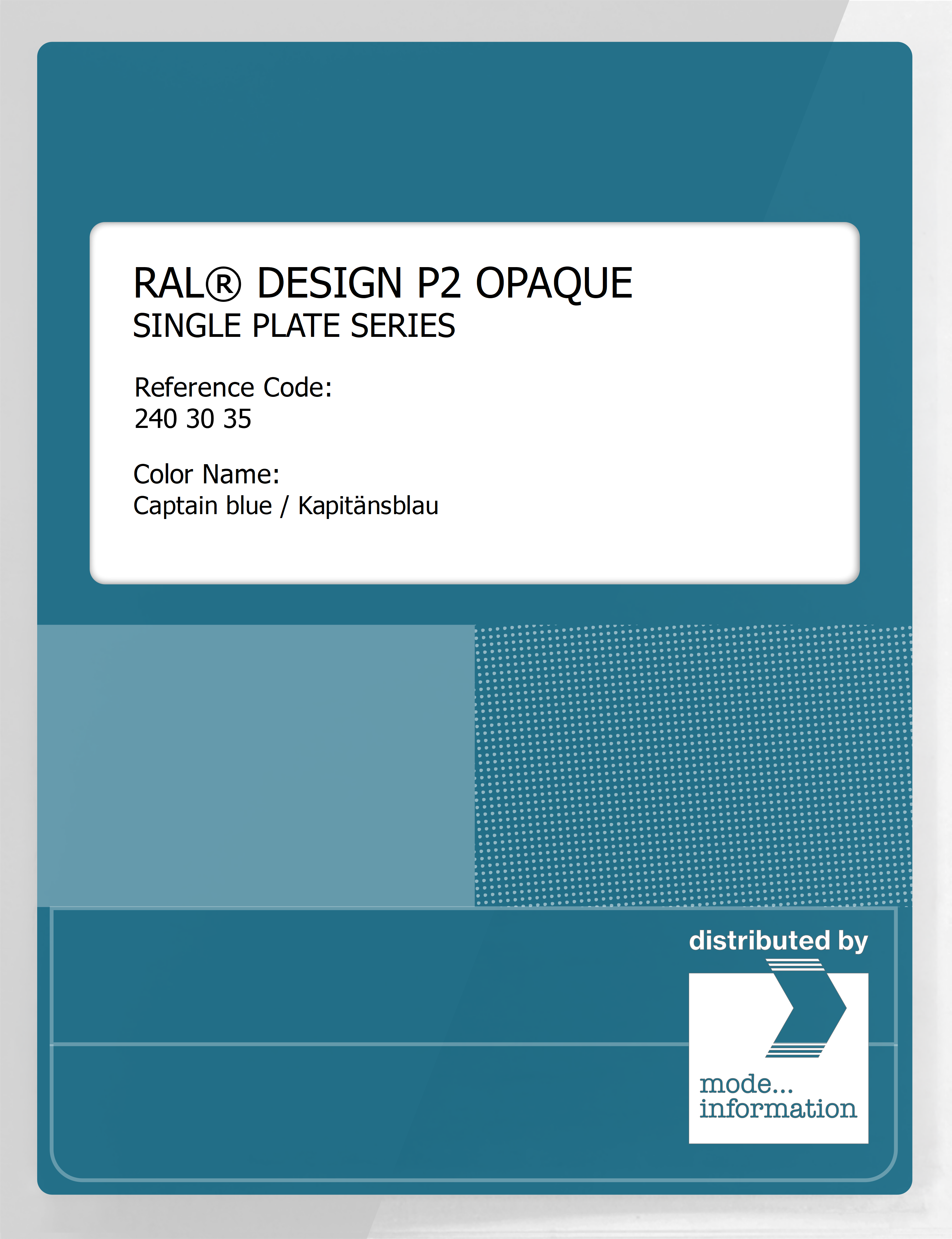 Product image 1 of the product “RAL® PLASTICS P2 OPAQUE SINGLE PLATE 240 30 35 Captain blue / Kapitänsblau ”