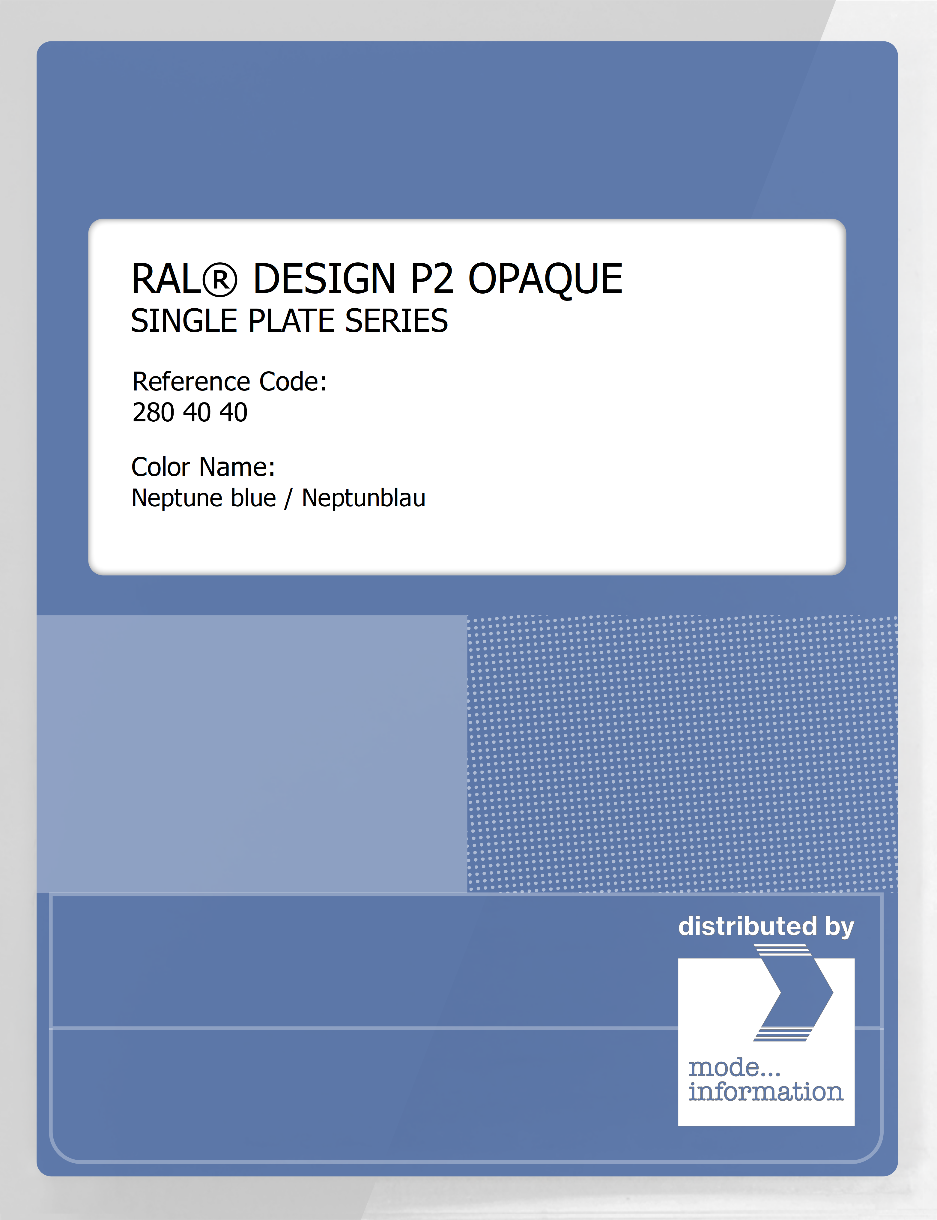 Artikelbild 1 des Artikels “RAL® PLASTICS P2 OPAQUE SINGLE PLATE 280 40 40 Neptune blue / Neptunblau “