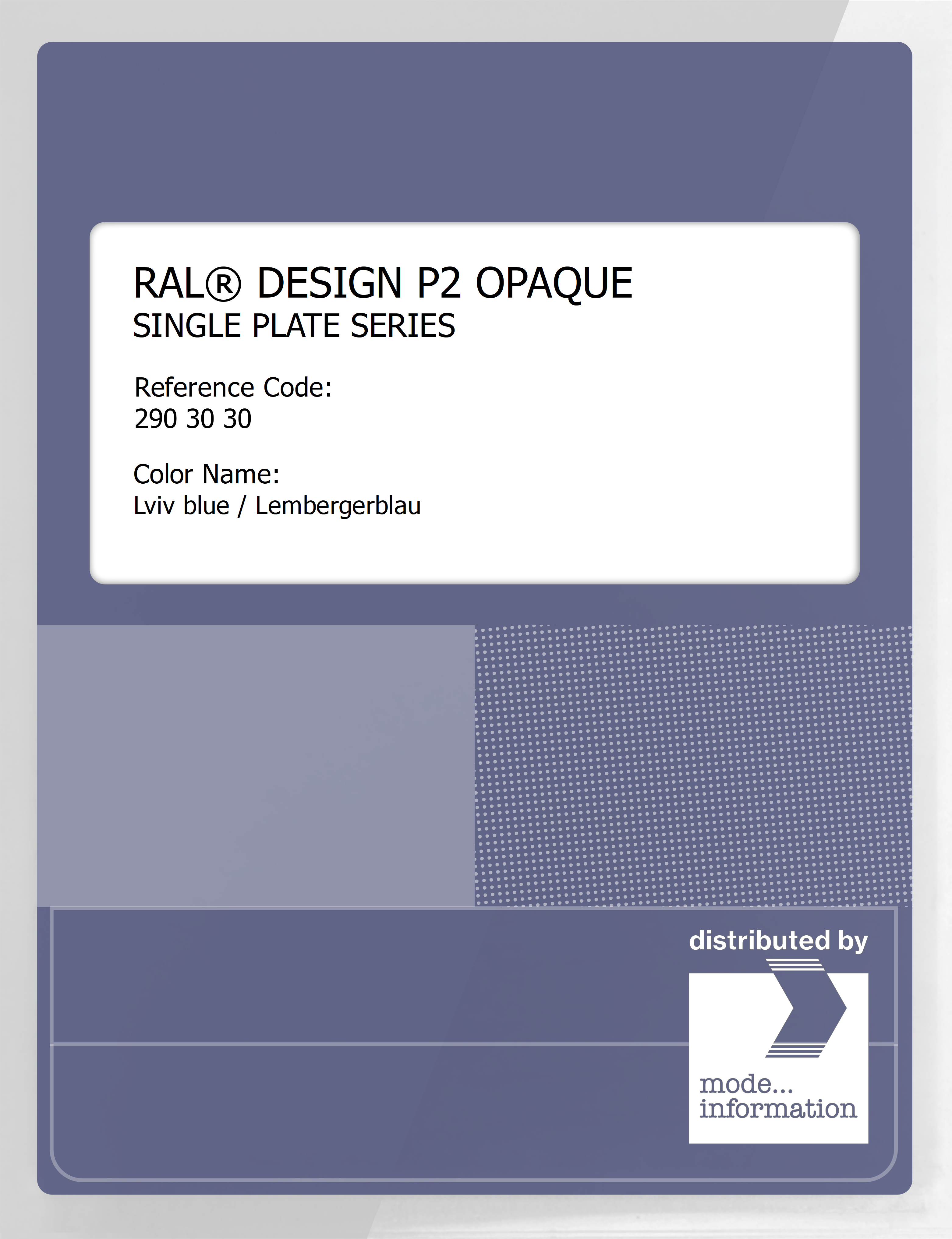 Product image 1 of the product “RAL® PLASTICS P2 OPAQUE SINGLE PLATE 290 30 30 Lviv blue / Lembergerblau ”