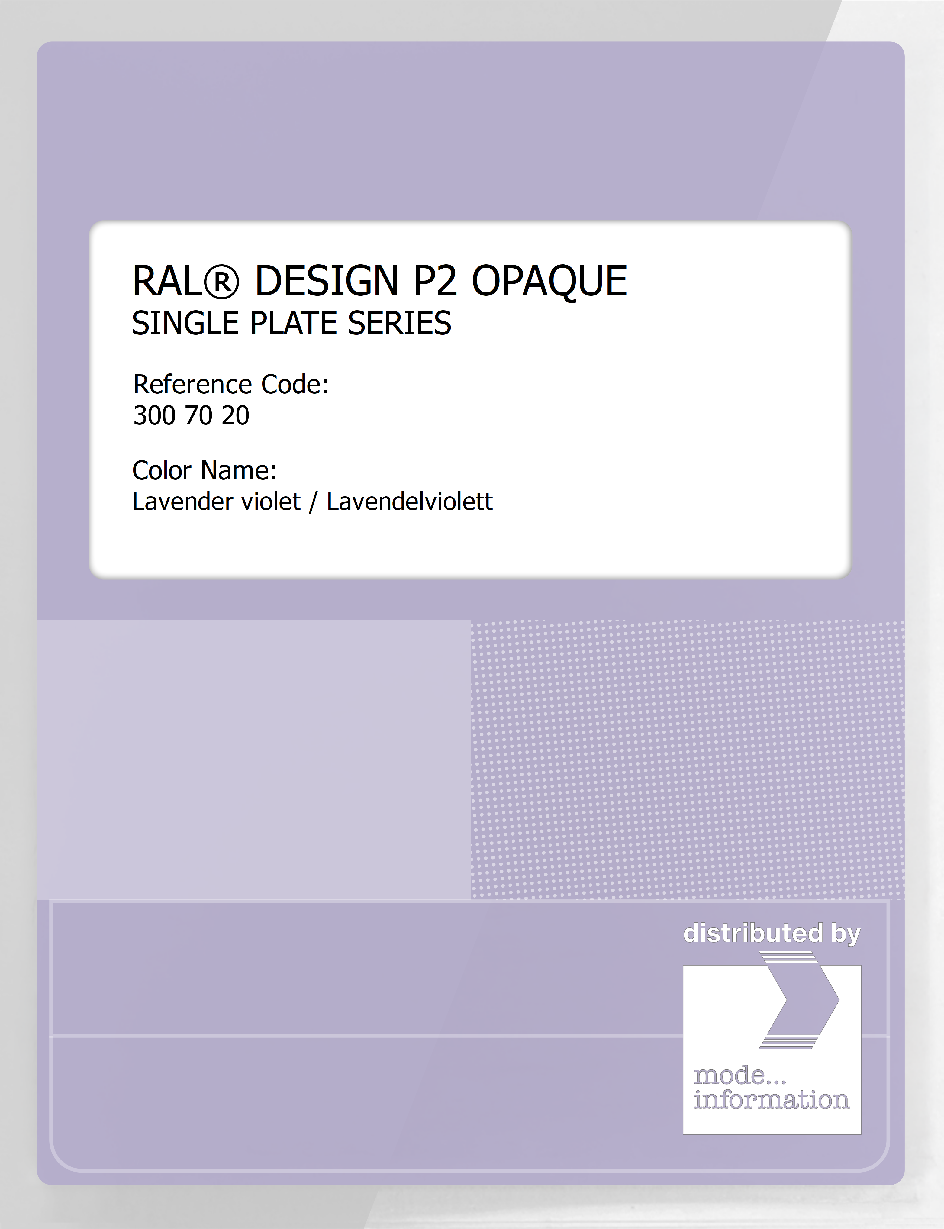 Product image 1 of the product “RAL® PLASTICS P2 OPAQUE SINGLE PLATE 300 70 20 Lavender violet / Lavendelviolett ”