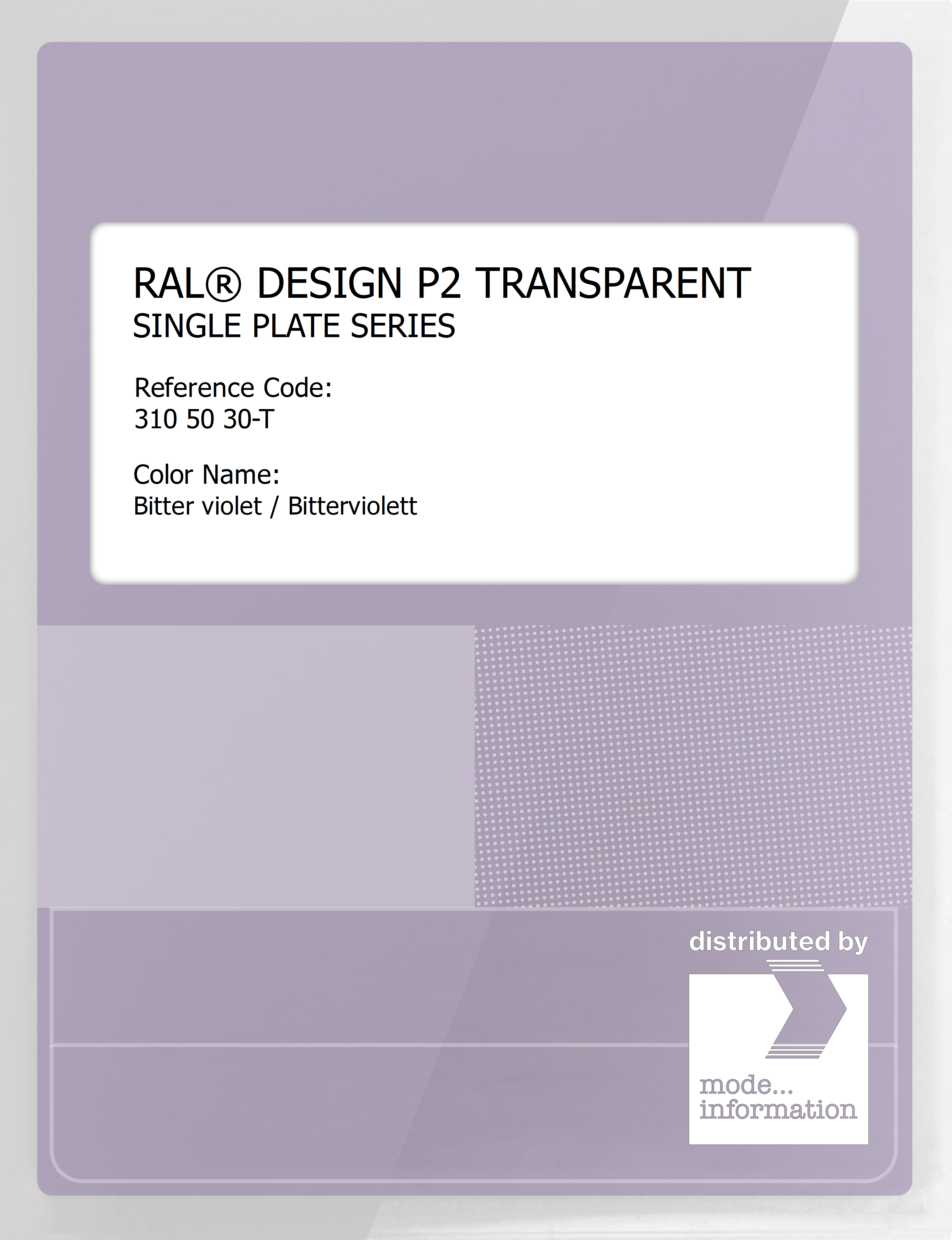 Product image 1 of the product “RAL® PLASTICS P2 OPAQUE SINGLE PLATE 310 50 30 TRANSPARENT Bitter violet / Bitterviolett ”