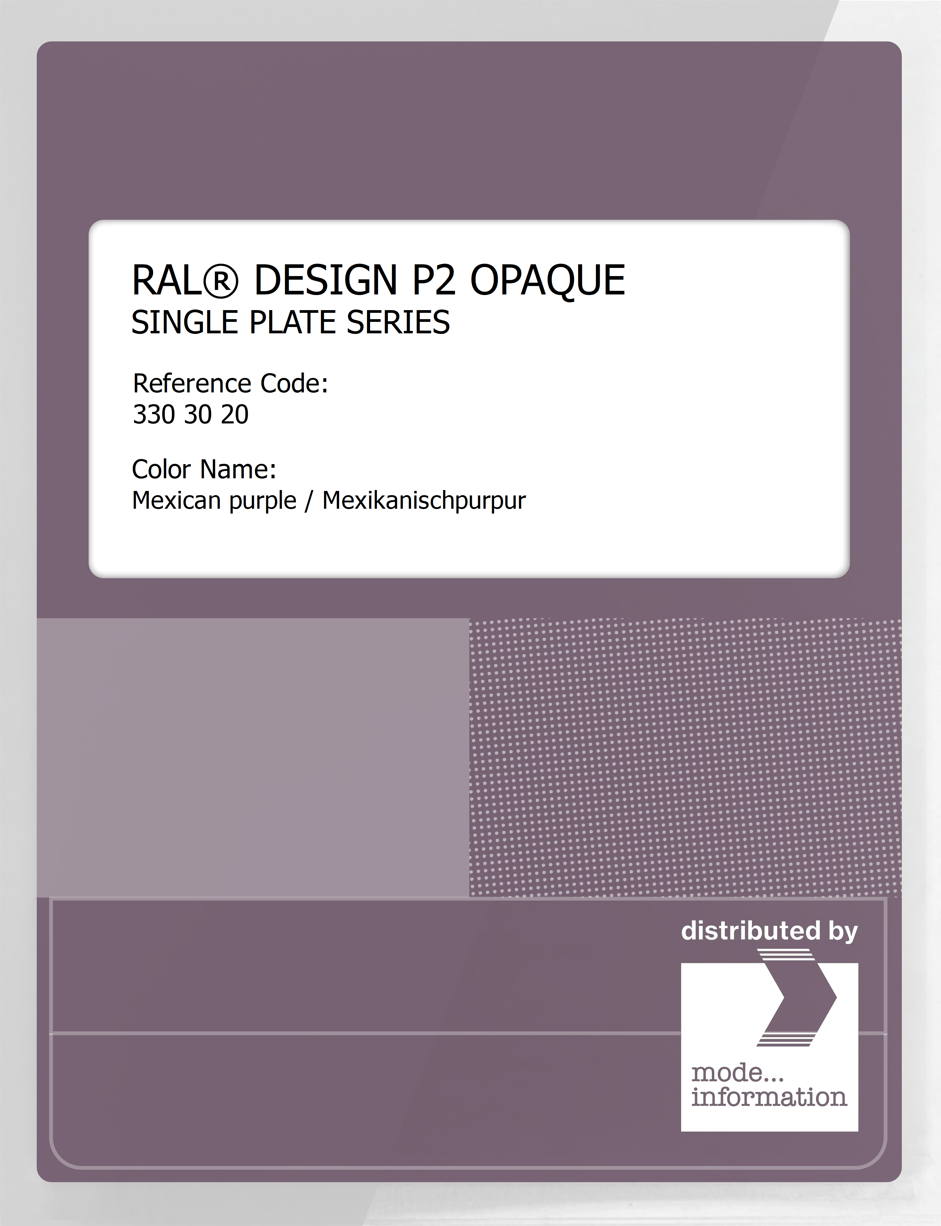 Product image 1 of the product “RAL® PLASTICS P2 OPAQUE SINGLE PLATE 330 30 20 Mexican purple / Mexikanischpurpur ”