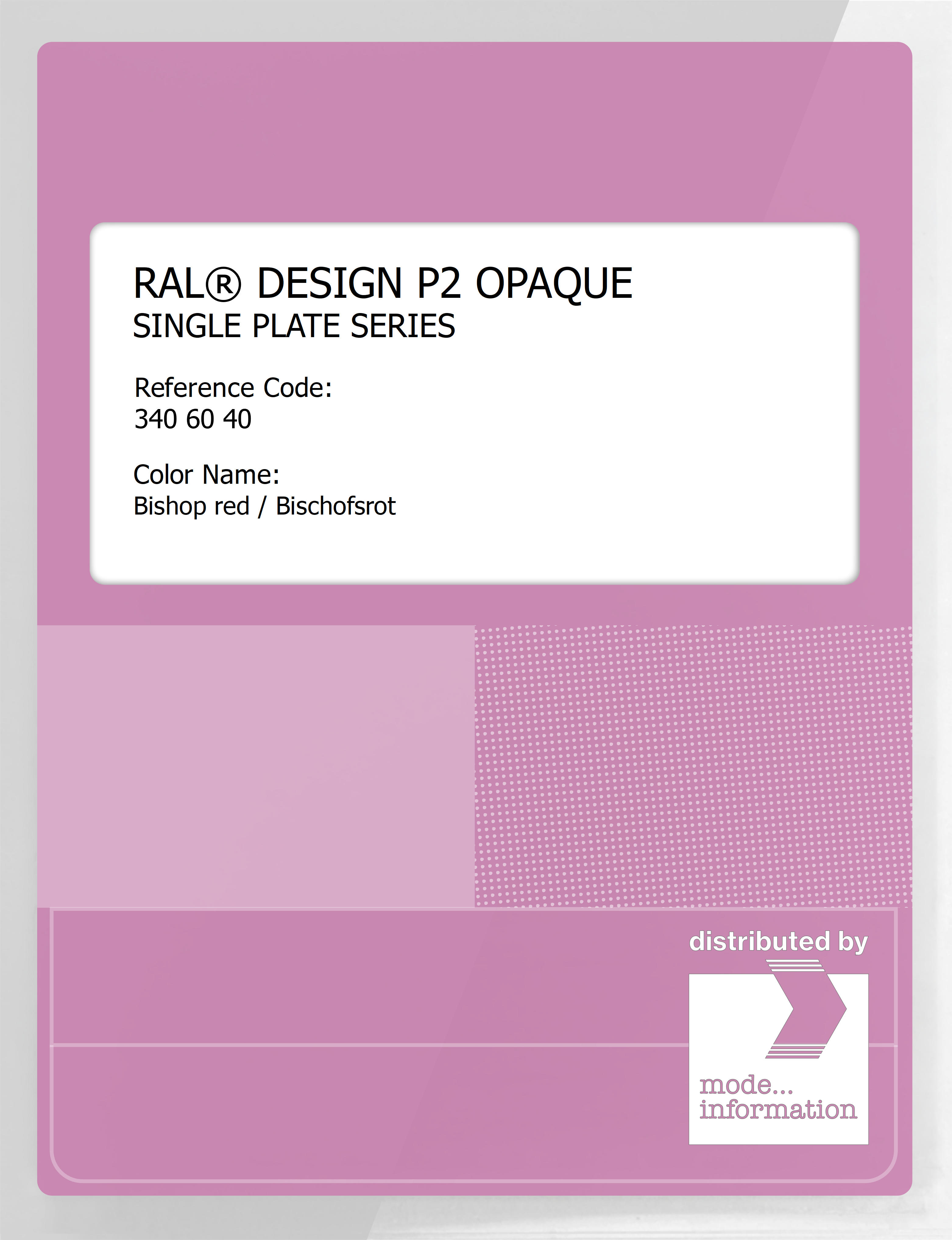 Product image 1 of the product “RAL® PLASTICS P2 OPAQUE SINGLE PLATE 340 60 40 Bishop red / Bischofsrot ”