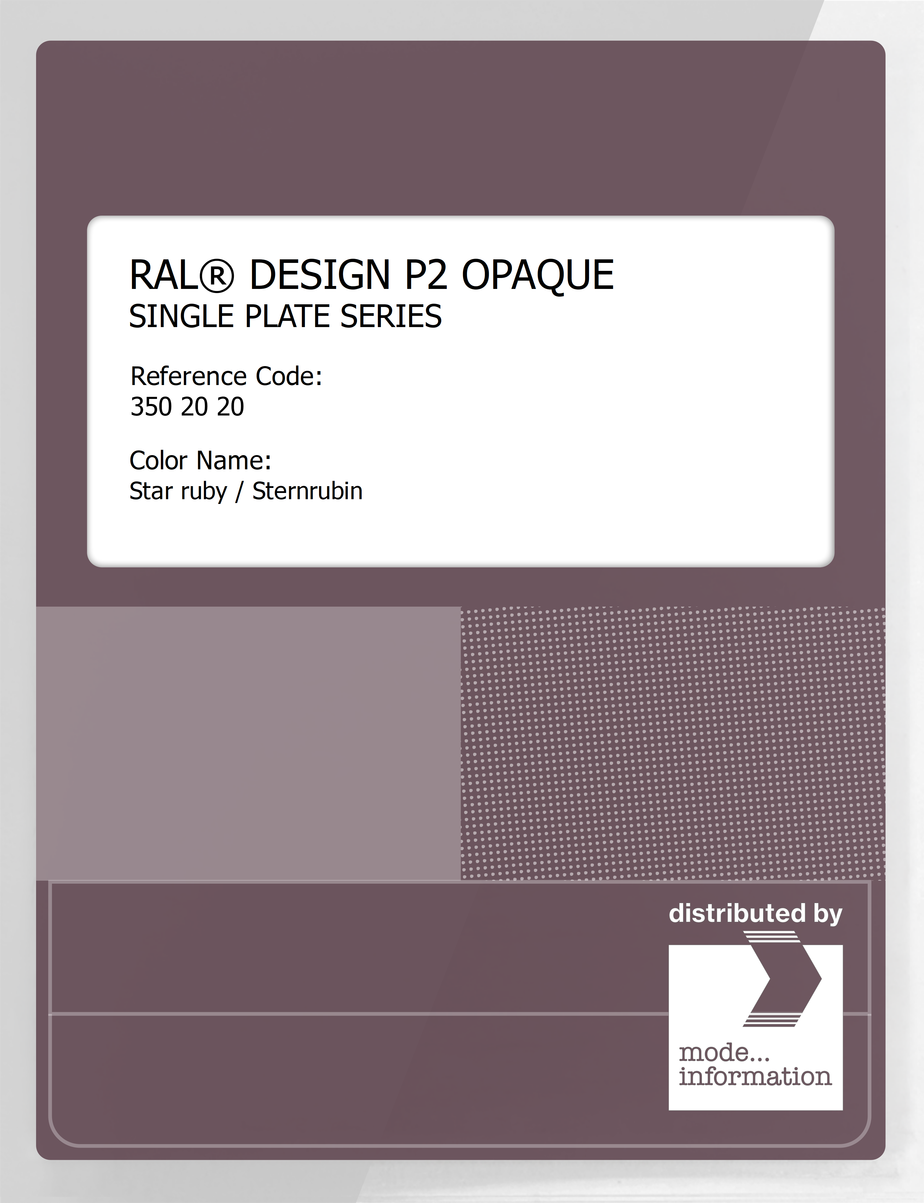 Product image 1 of the product “RAL® PLASTICS P2 OPAQUE SINGLE PLATE 350 20 20 Star ruby / Sternrubin ”