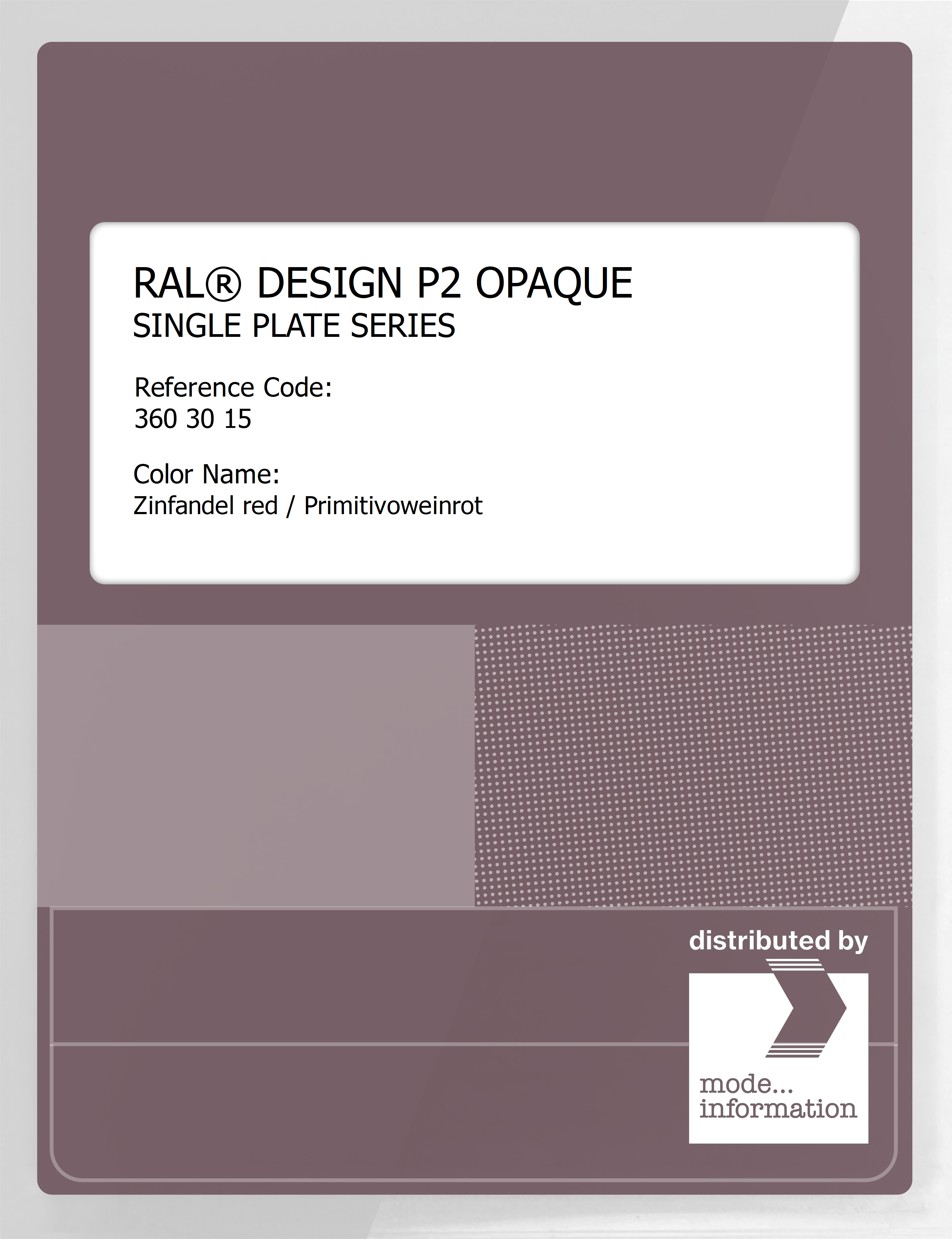 Artikelbild 1 des Artikels “RAL® PLASTICS P2 OPAQUE SINGLE PLATE 360 30 15 Zinfandel red / Primitivoweinrot “