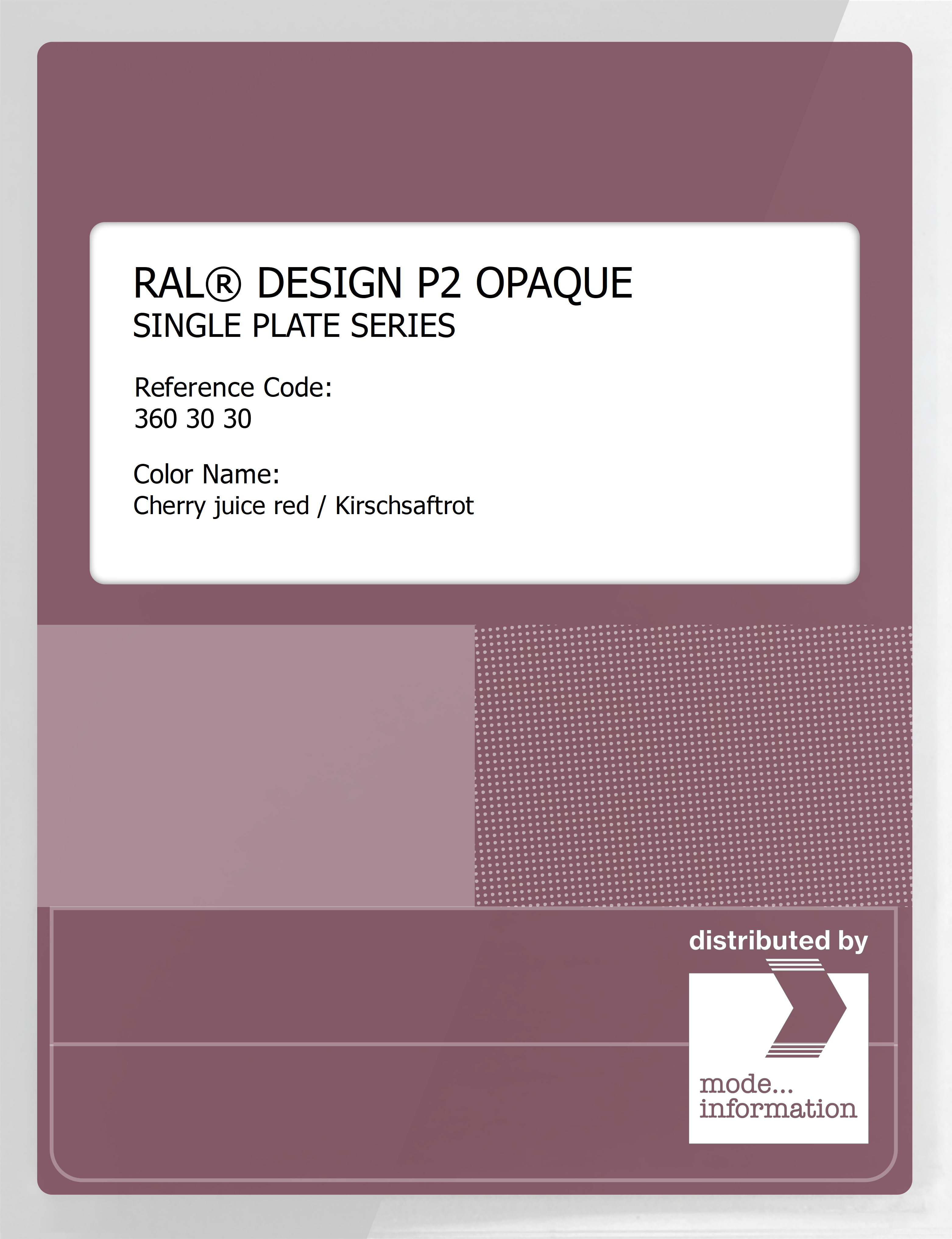 Product image 1 of the product “RAL® PLASTICS P2 OPAQUE SINGLE PLATE 360 30 30 Cherry juice red / Kirschsaftrot ”