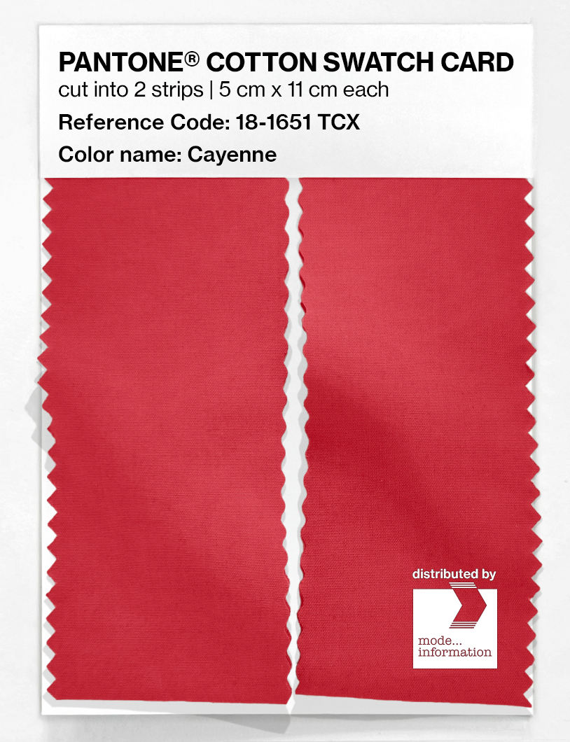 Product image 2 of the product “PANTONE® COTTON SWATCH CARD 18-1651 TCX Cayenne ”