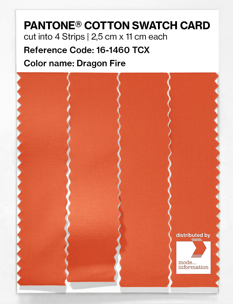 Product image 3 of the product “PANTONE® COTTON SWATCH CARD 16-1460 TCX Dragon Fire ”