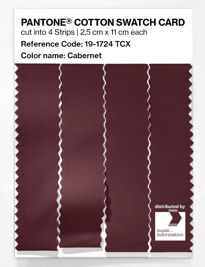 Product image 3 of the product “PANTONE® COTTON SWATCH CARD 19-1724 TCX Cabernet ”