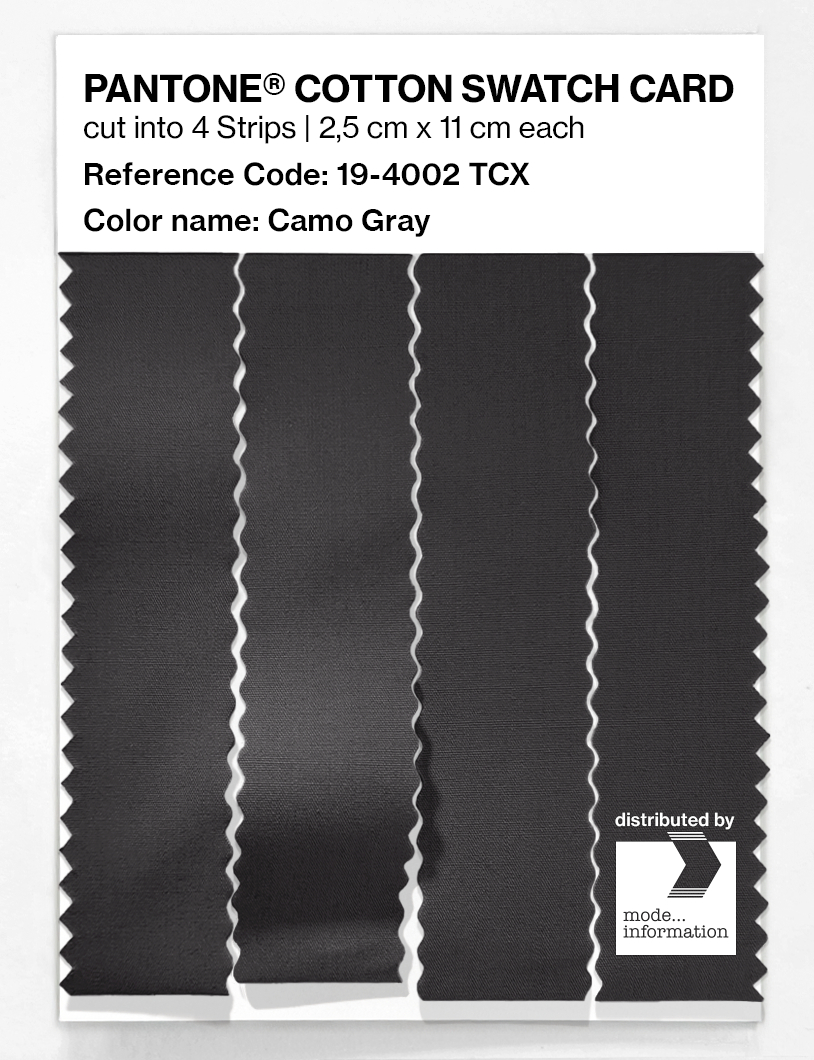 Product image 3 of the product “PANTONE® COTTON SWATCH CARD 19-4002 TCX Camo Gray ”
