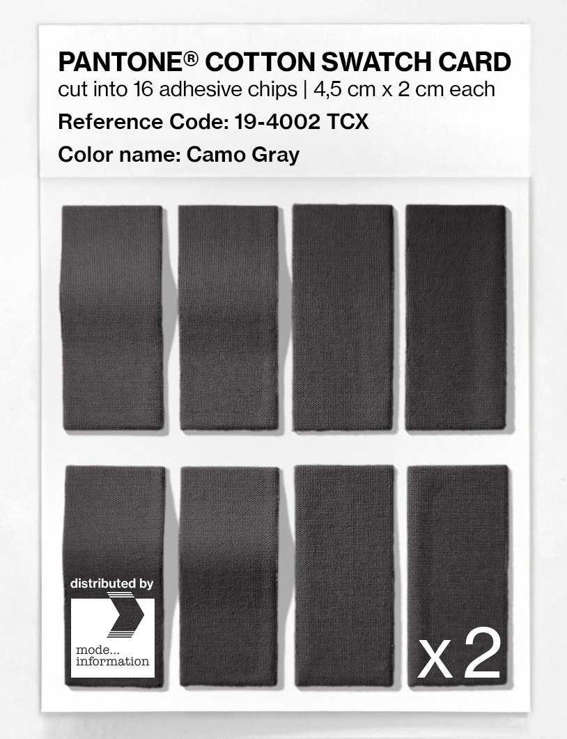 Product image 5 of the product “PANTONE® COTTON SWATCH CARD 19-4002 TCX Camo Gray ”