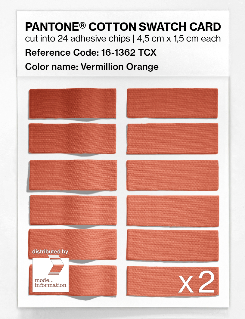 Product image 6 of the product “PANTONE® COTTON SWATCH CARD 16-1362 TCX Vermillion Orange ”